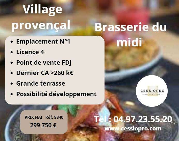 Vend belle brasserie du midi FDJ l4 à Salon de Pce
