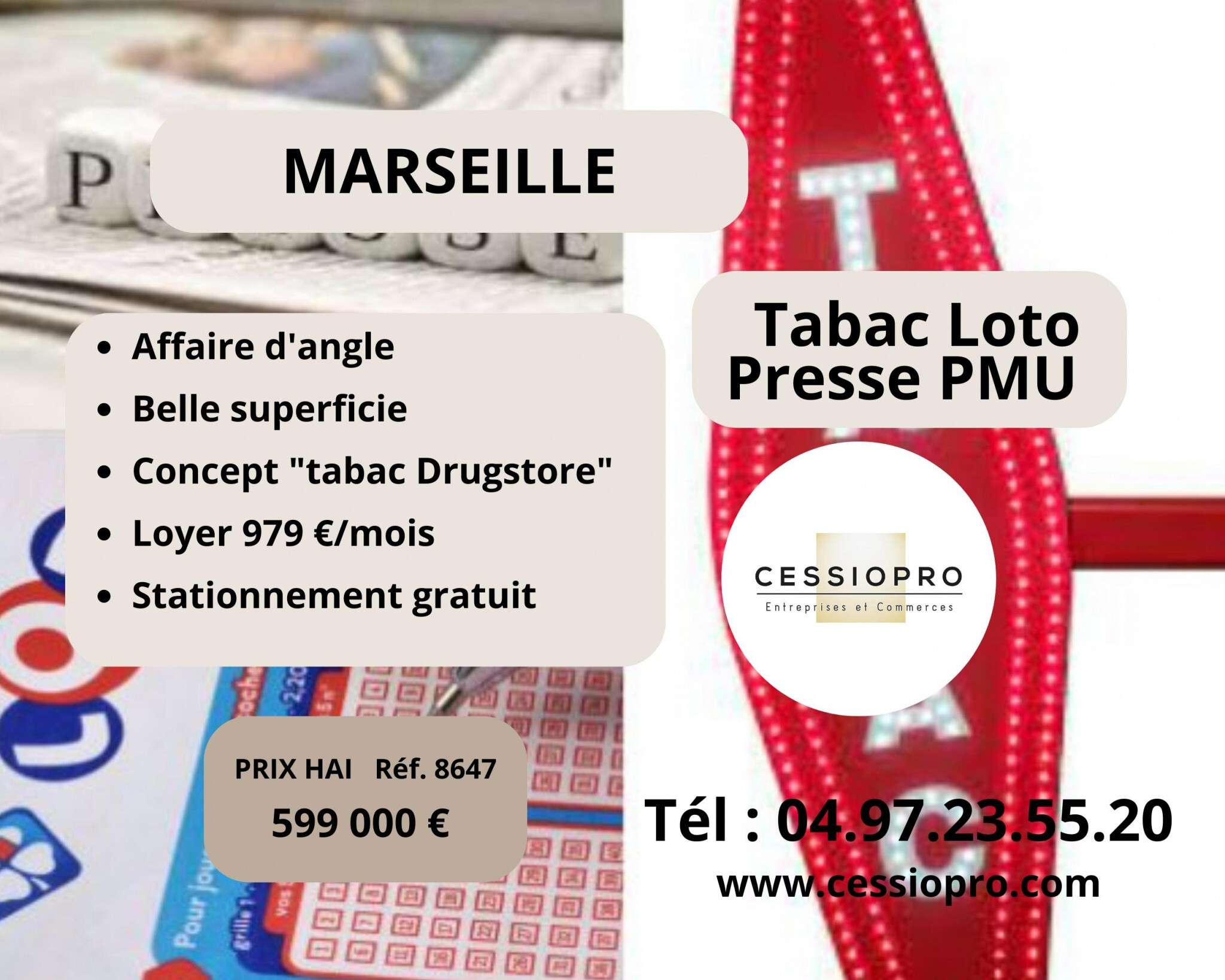 Vend FDC tabac loto presse PMU à Marseille