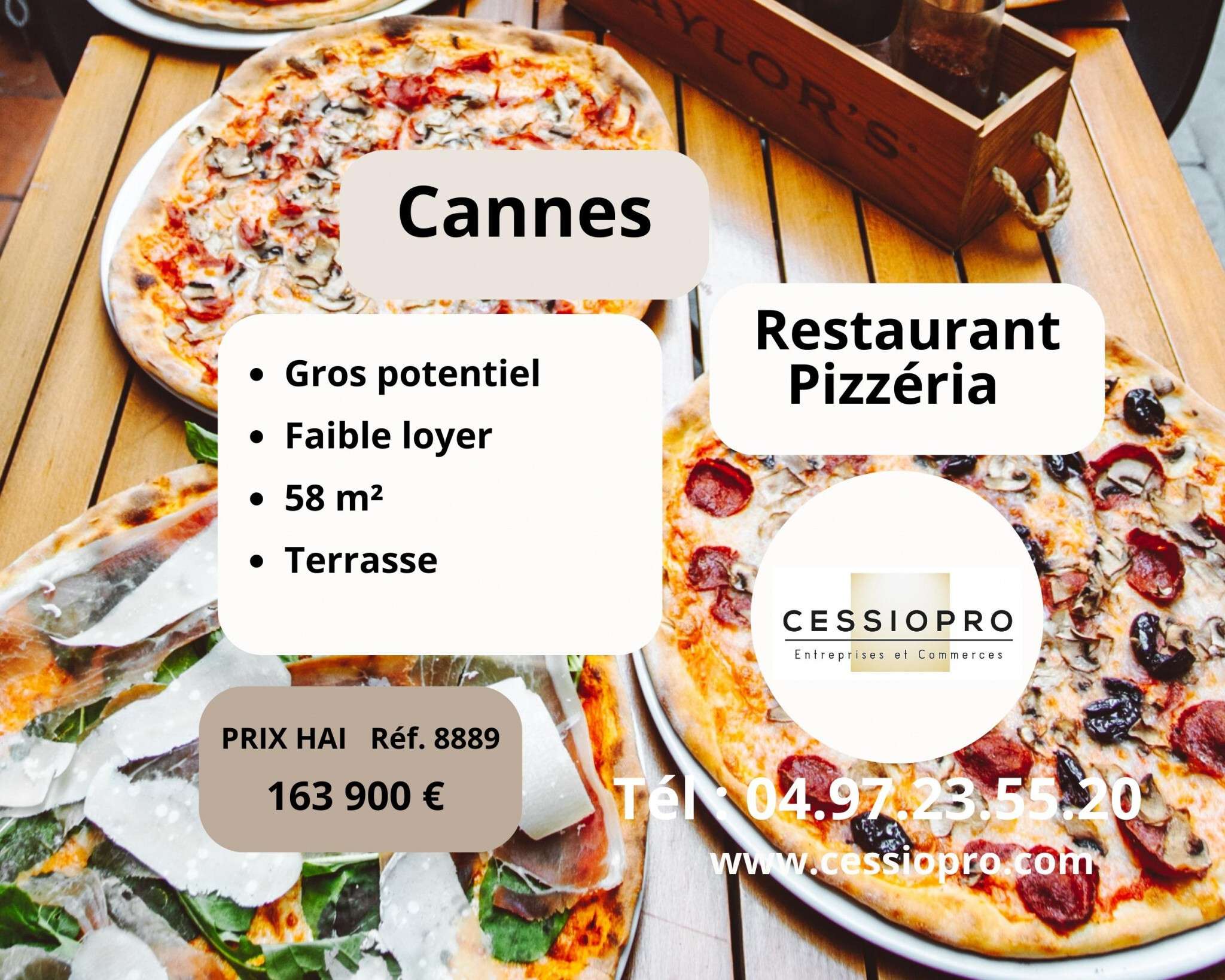 Vend restaurant pizzeria gros potentiel à Cannes 