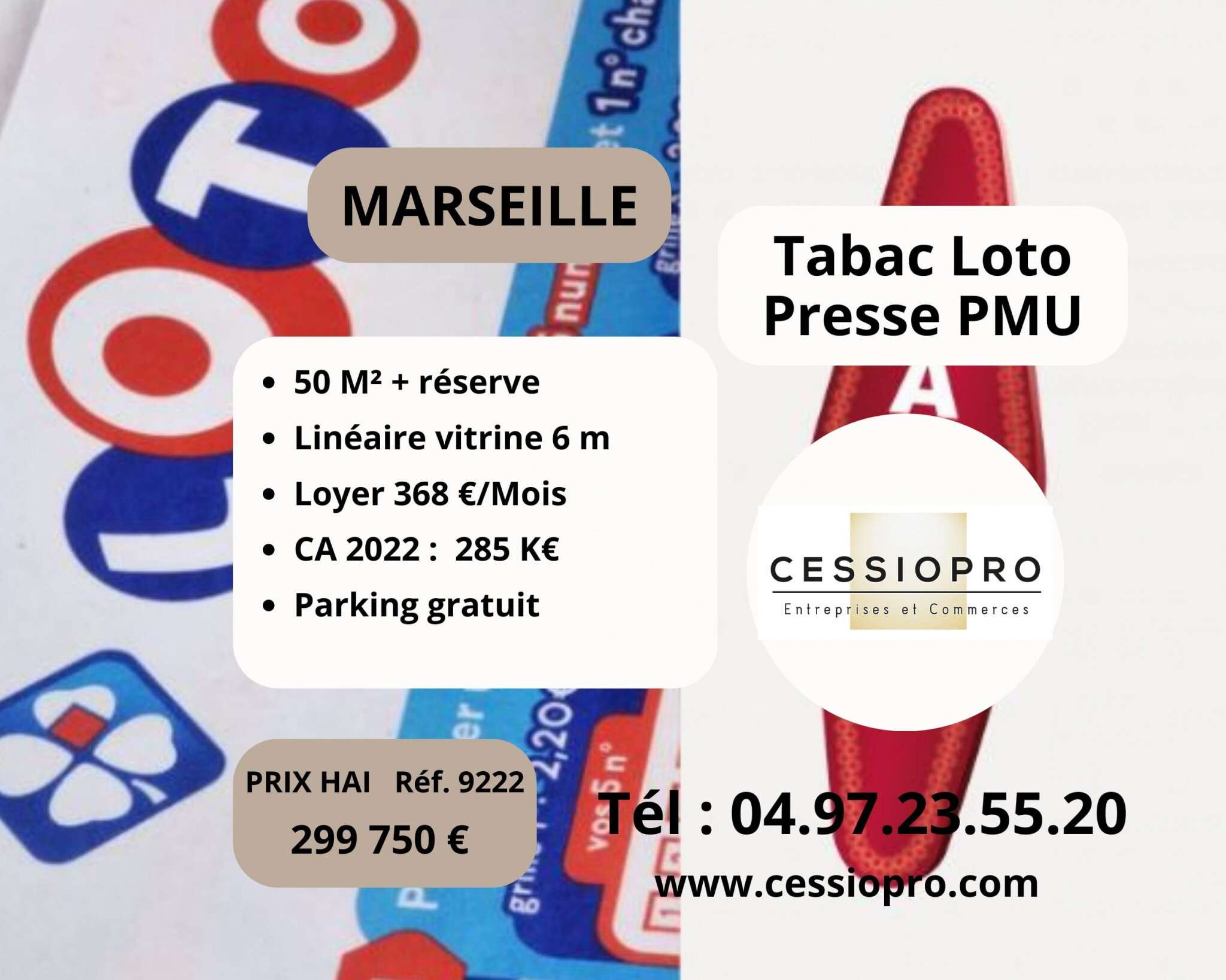 Vend FDC tabac loto presse bimbeloteries Marseille
