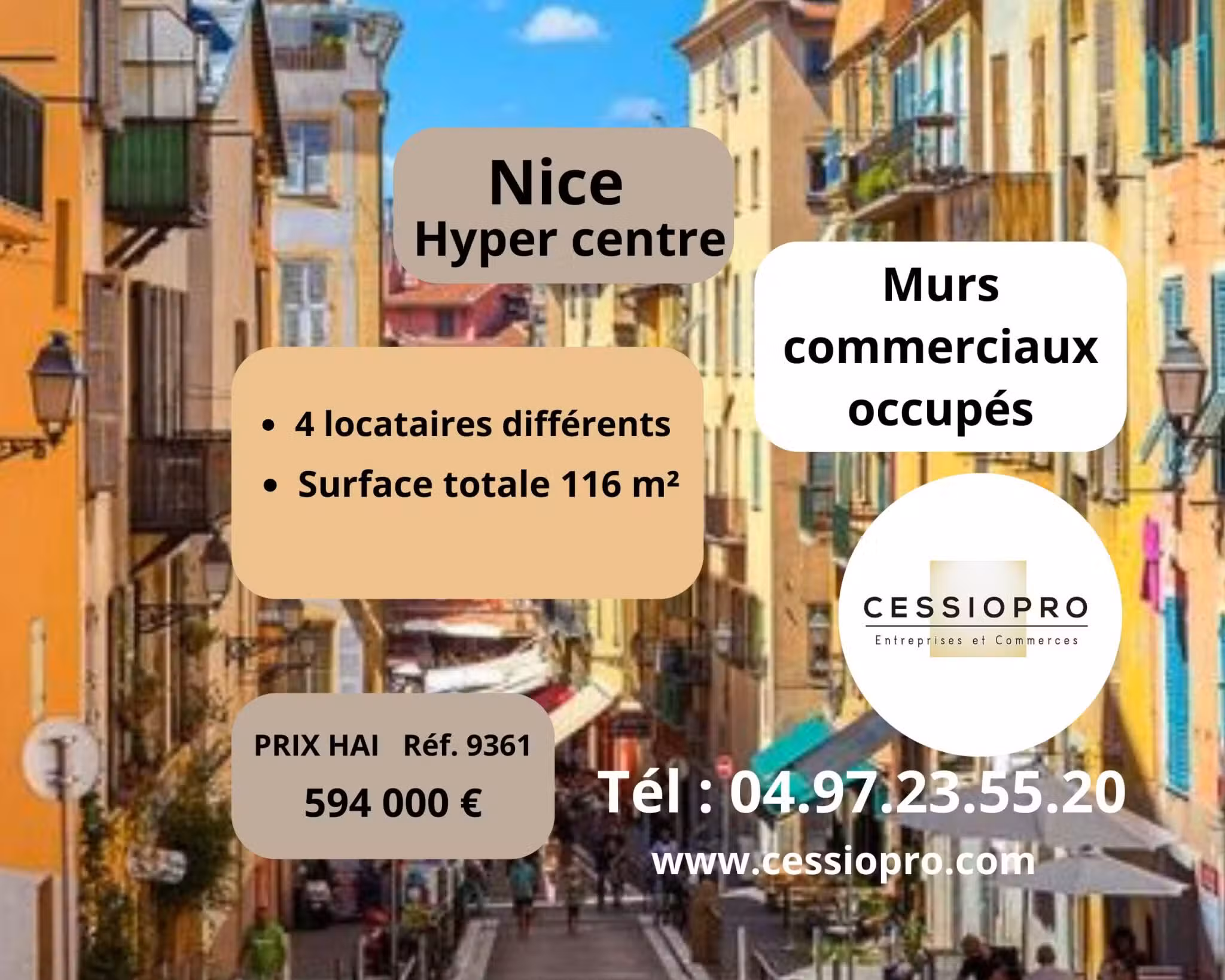 A vendre murs occupés de 116m² à Nice hyper centre