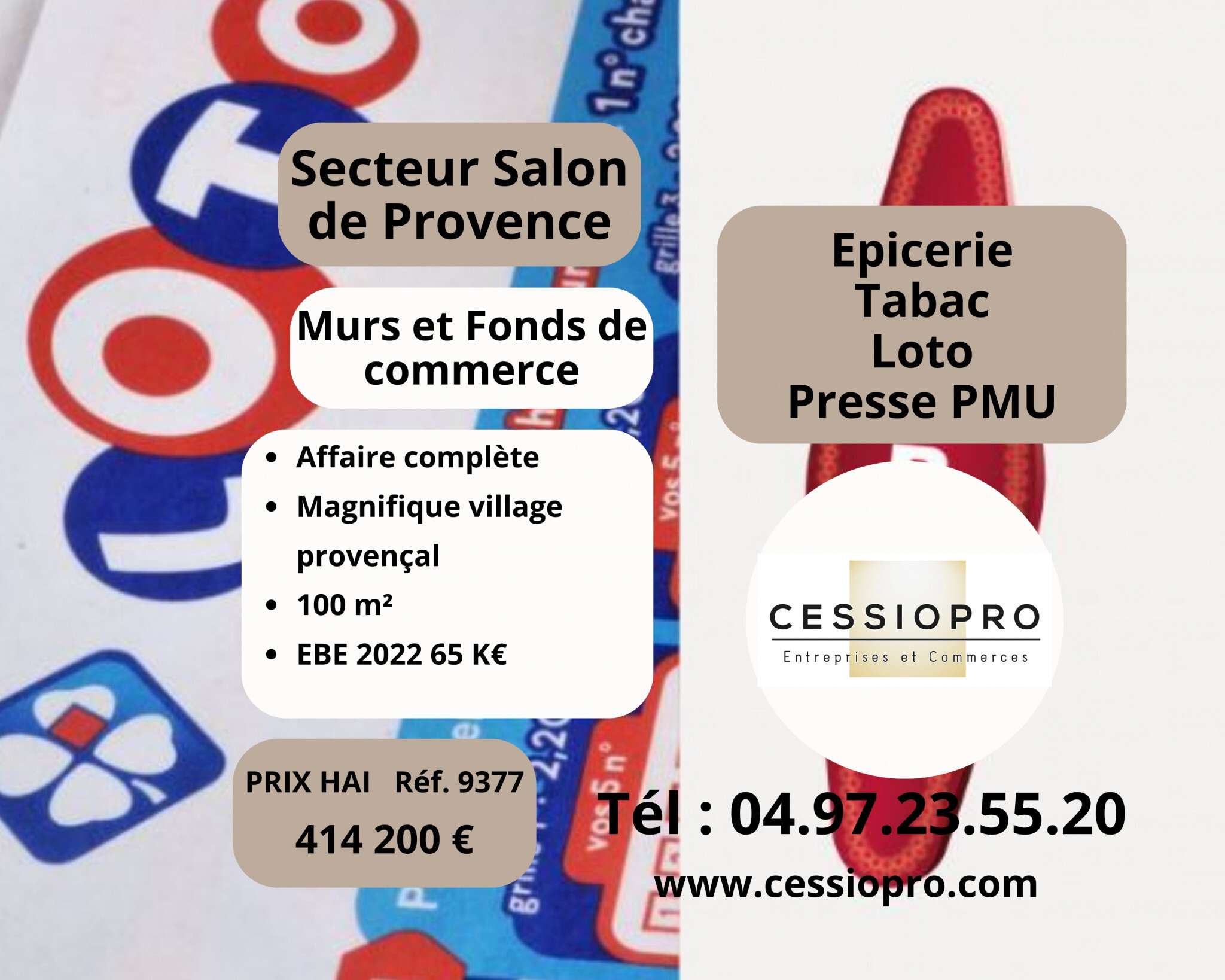 Vente épicerie tabac loto PMU presse Salon de Pce