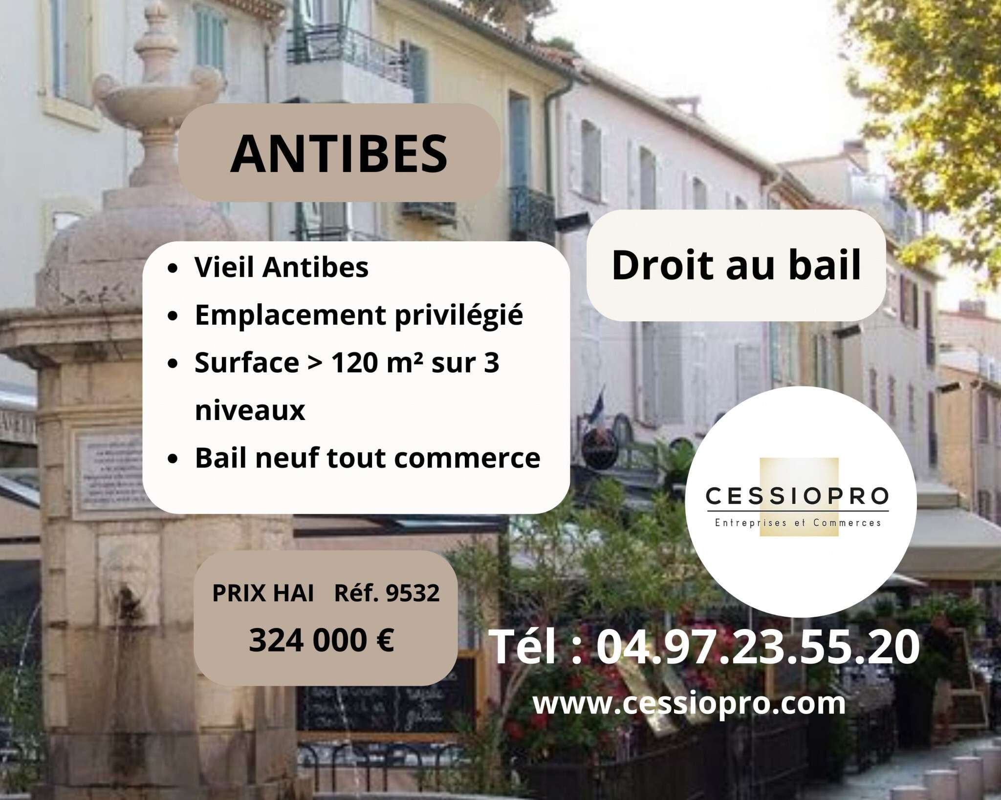 DAB local commercial 160m² dans le Vieil Antibes