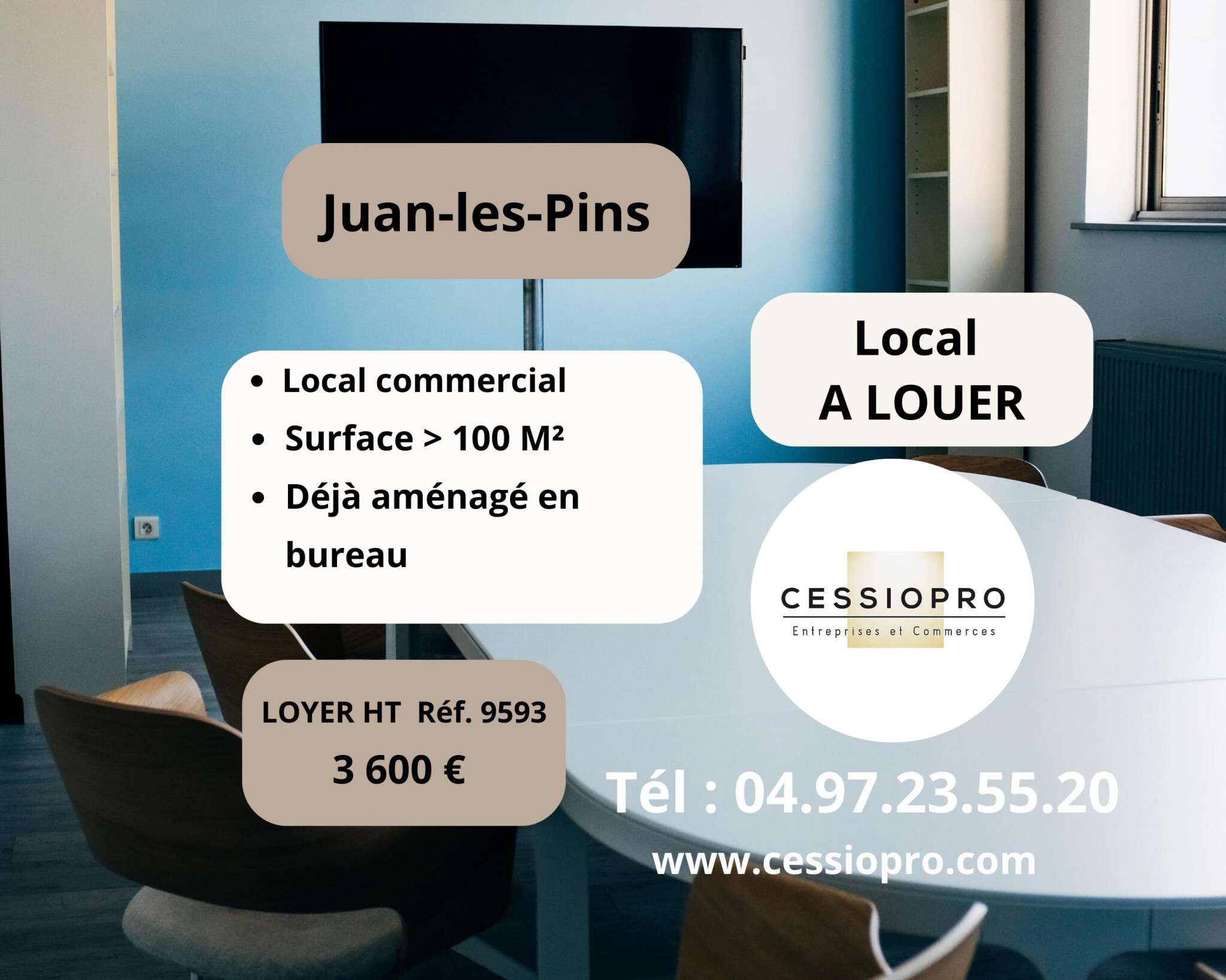 A louer local commercial 108m² à Juan-les-Pins