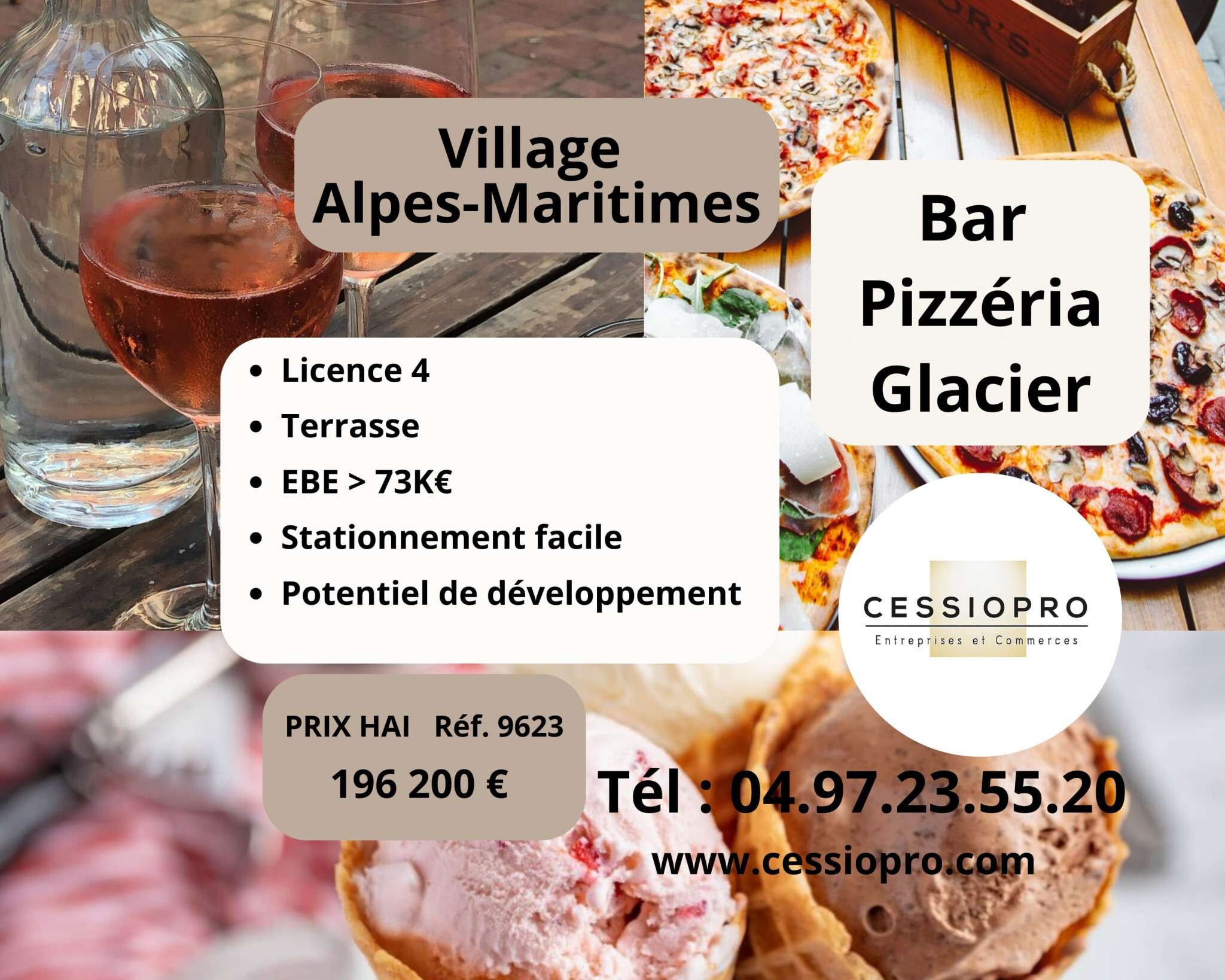 Vente bar pizzeria licence IV terrasse à Pegomas