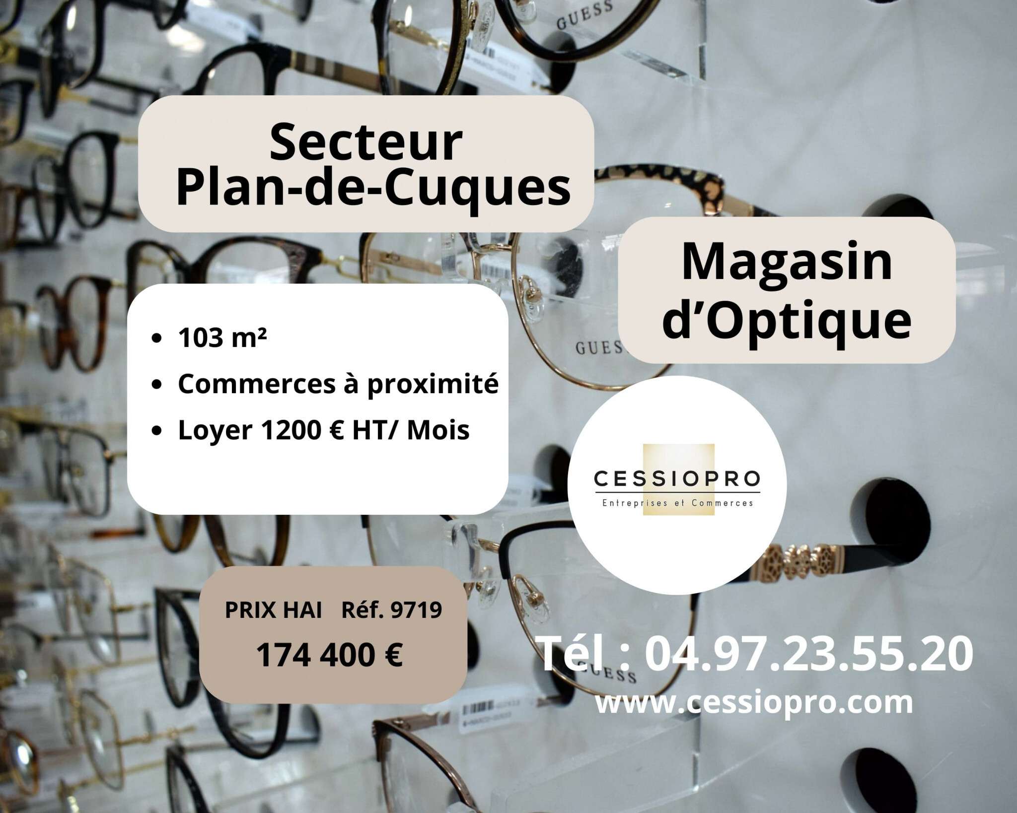 A vendre magasin d'optique secteur Plan-De-Cuques 