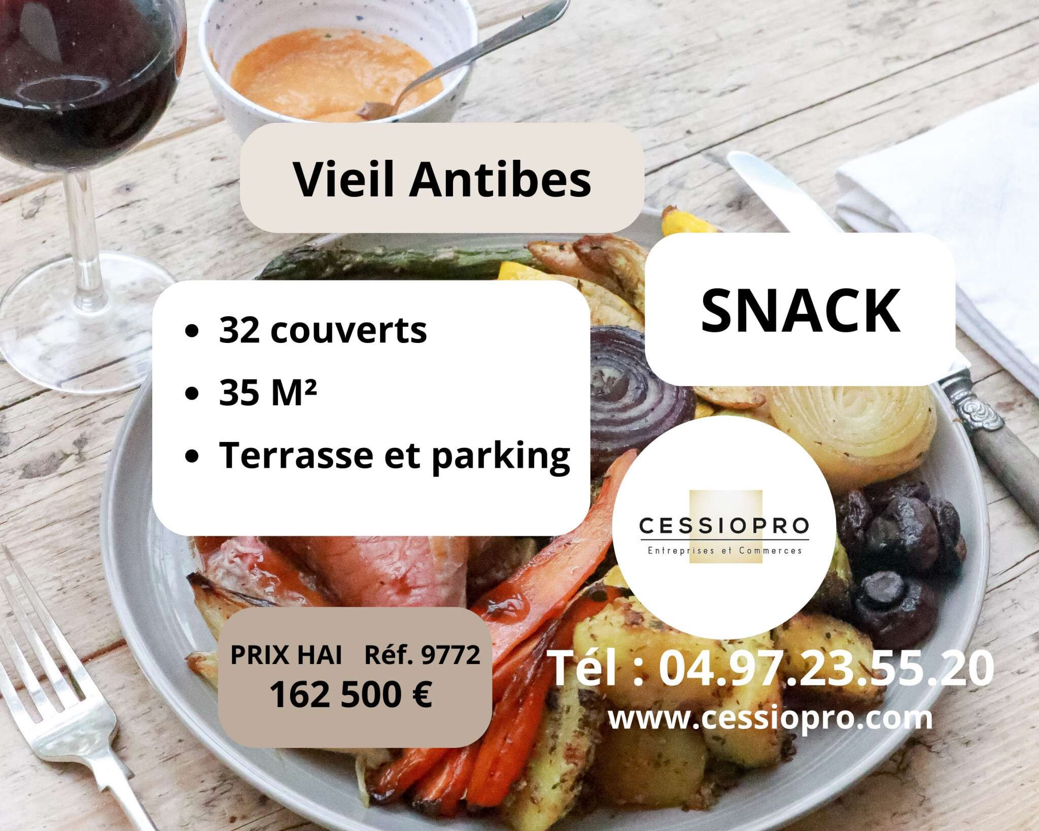 Vente snack totalement rénové au vieil Antibes