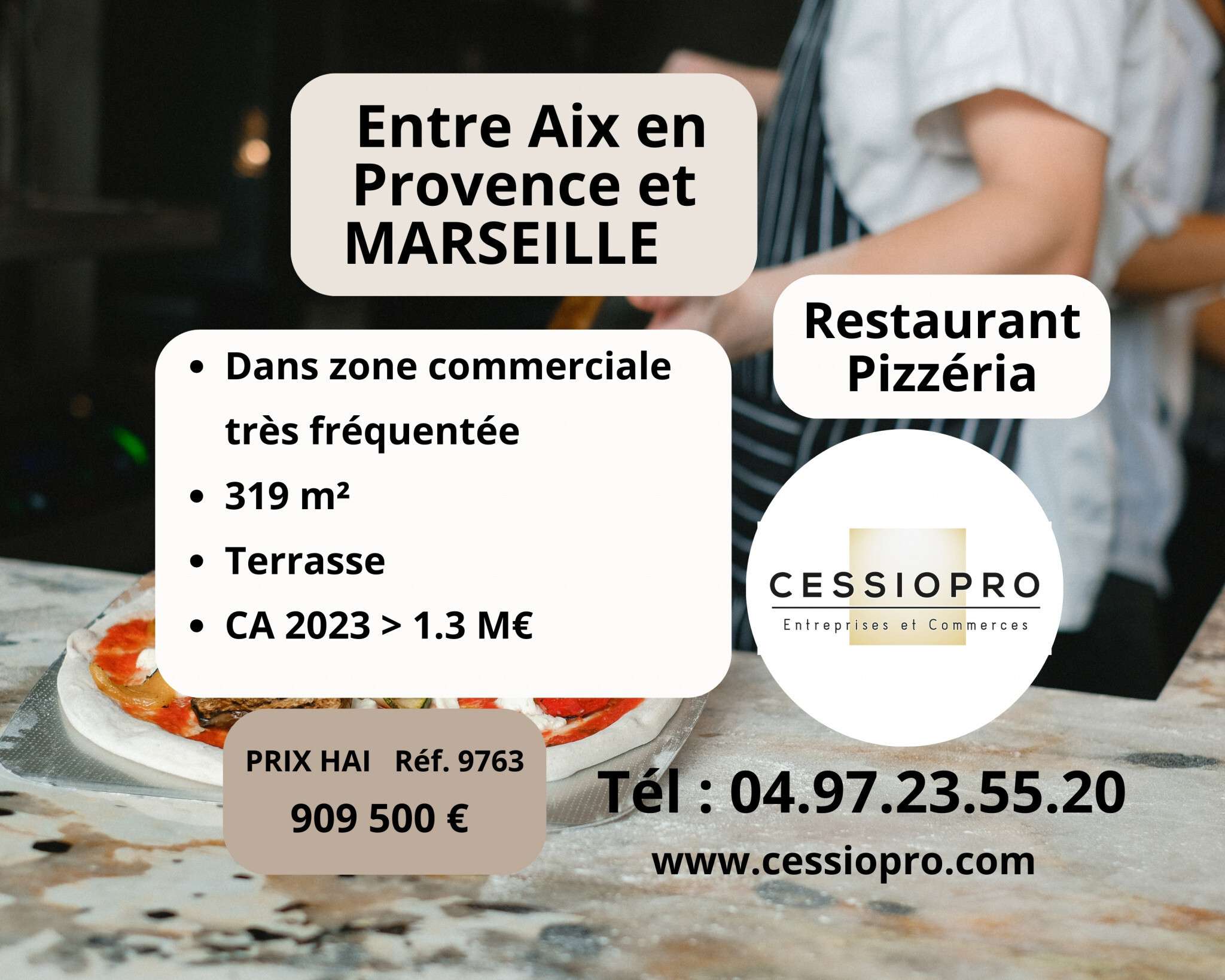 AV restaurant pizzeria en zc aux Pennes Mirabeau