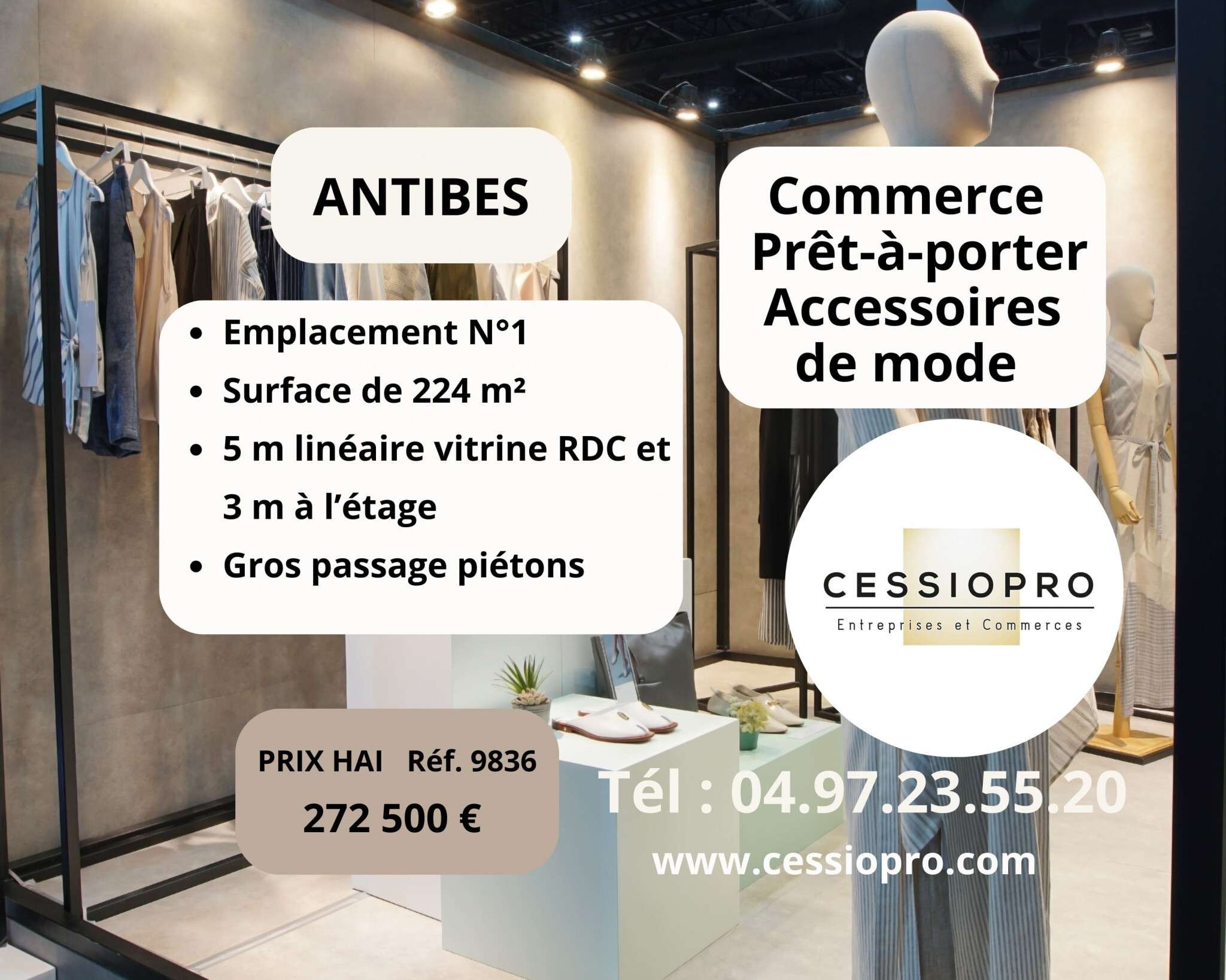 Cède FDC prêt à porter accessoires de mode Antibes