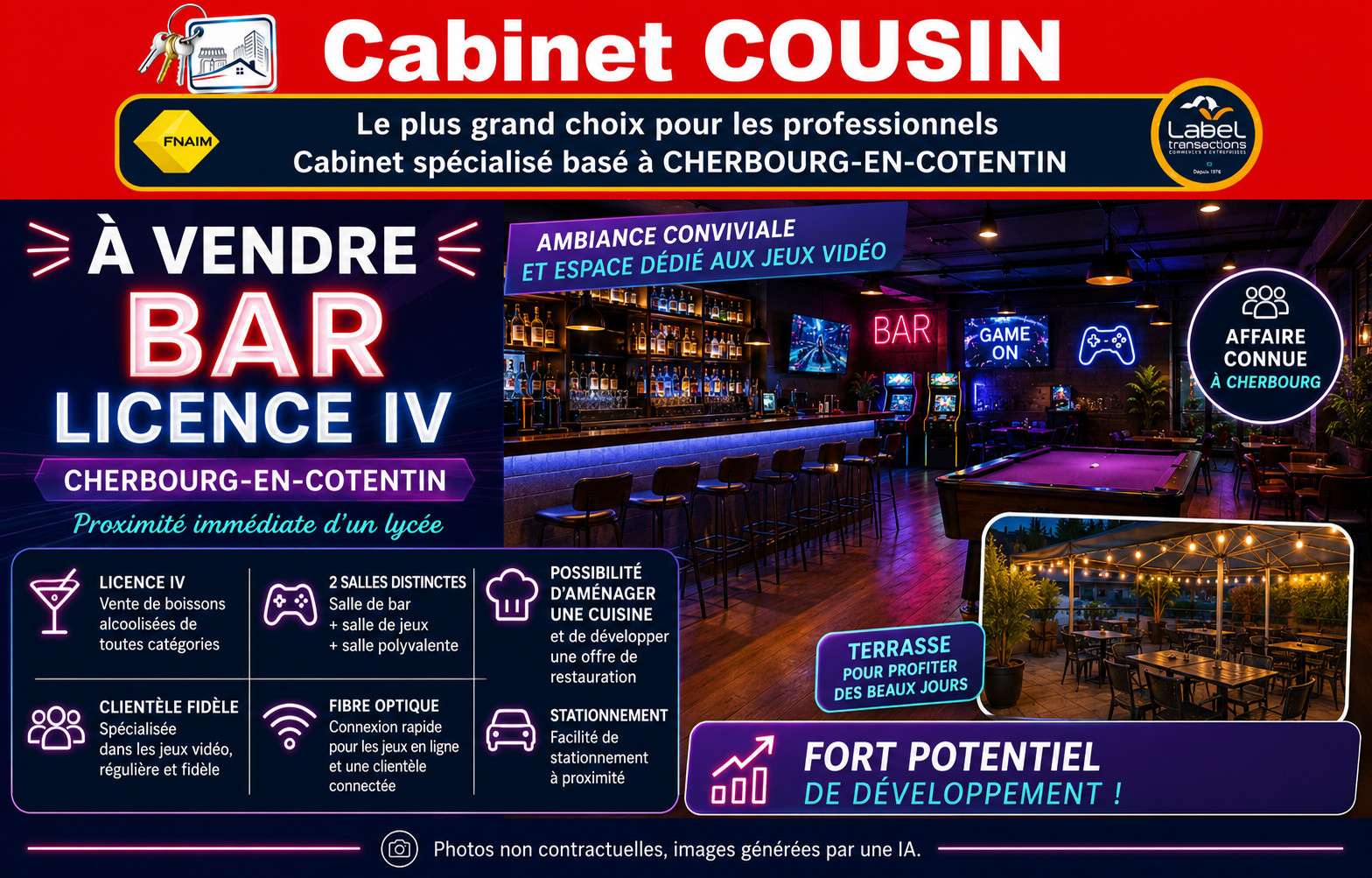 Vente bar à thème licence IV à Cherbourg