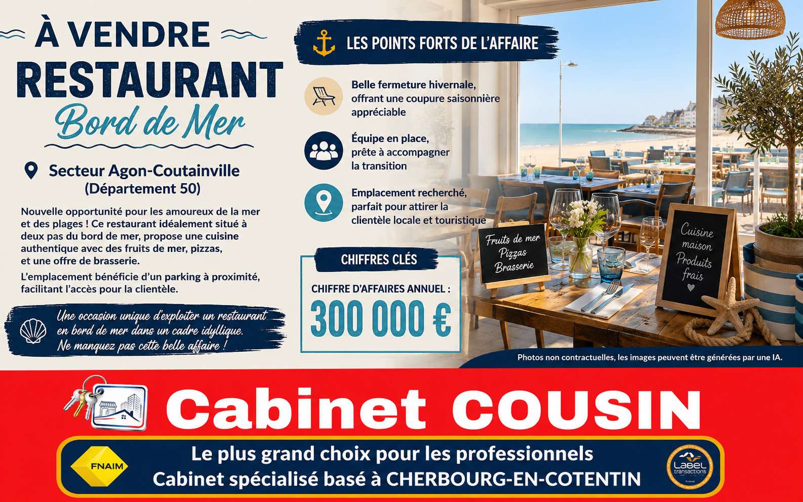 Vente restaurant à Agon-Coutainville bord de mer