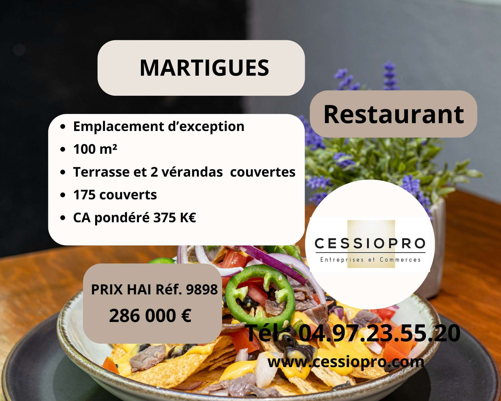 AV restaurant emplacement d'exception Martigues