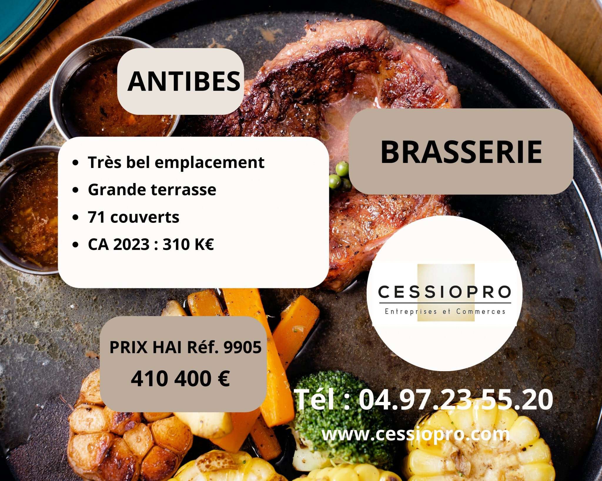 Vente brasserie au vieil Antibes zone piétonne