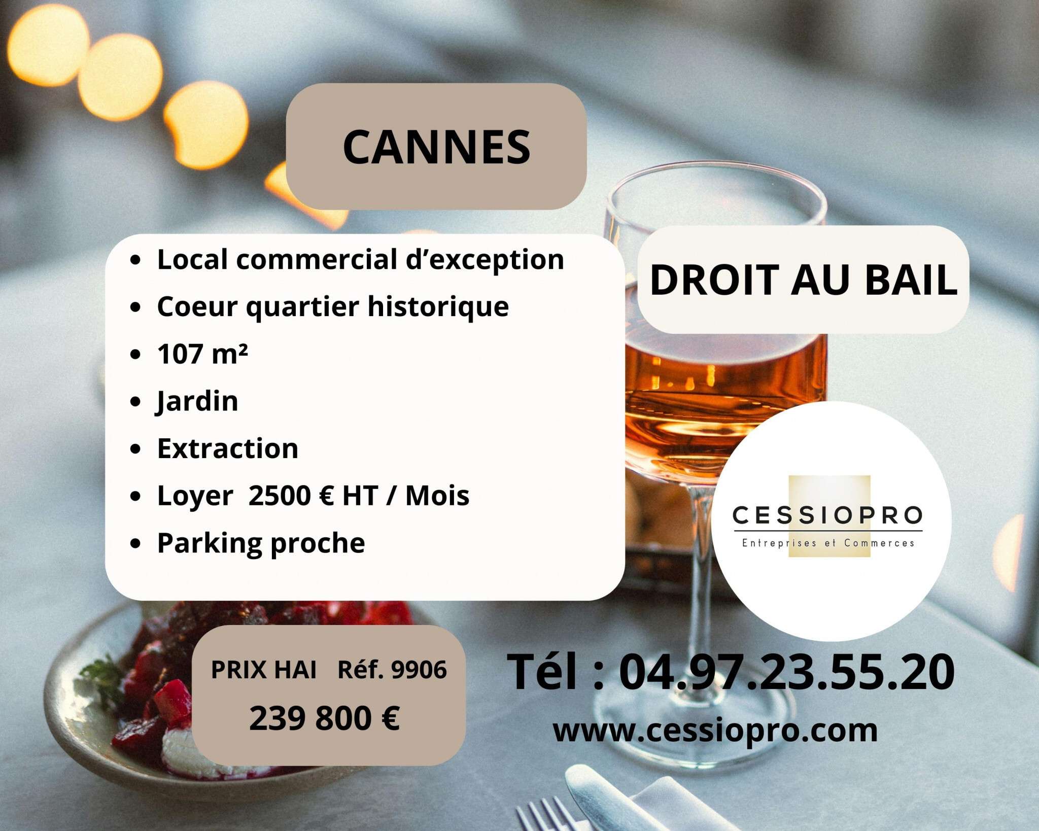 DAB local d'exception atypique 107m² à Cannes
