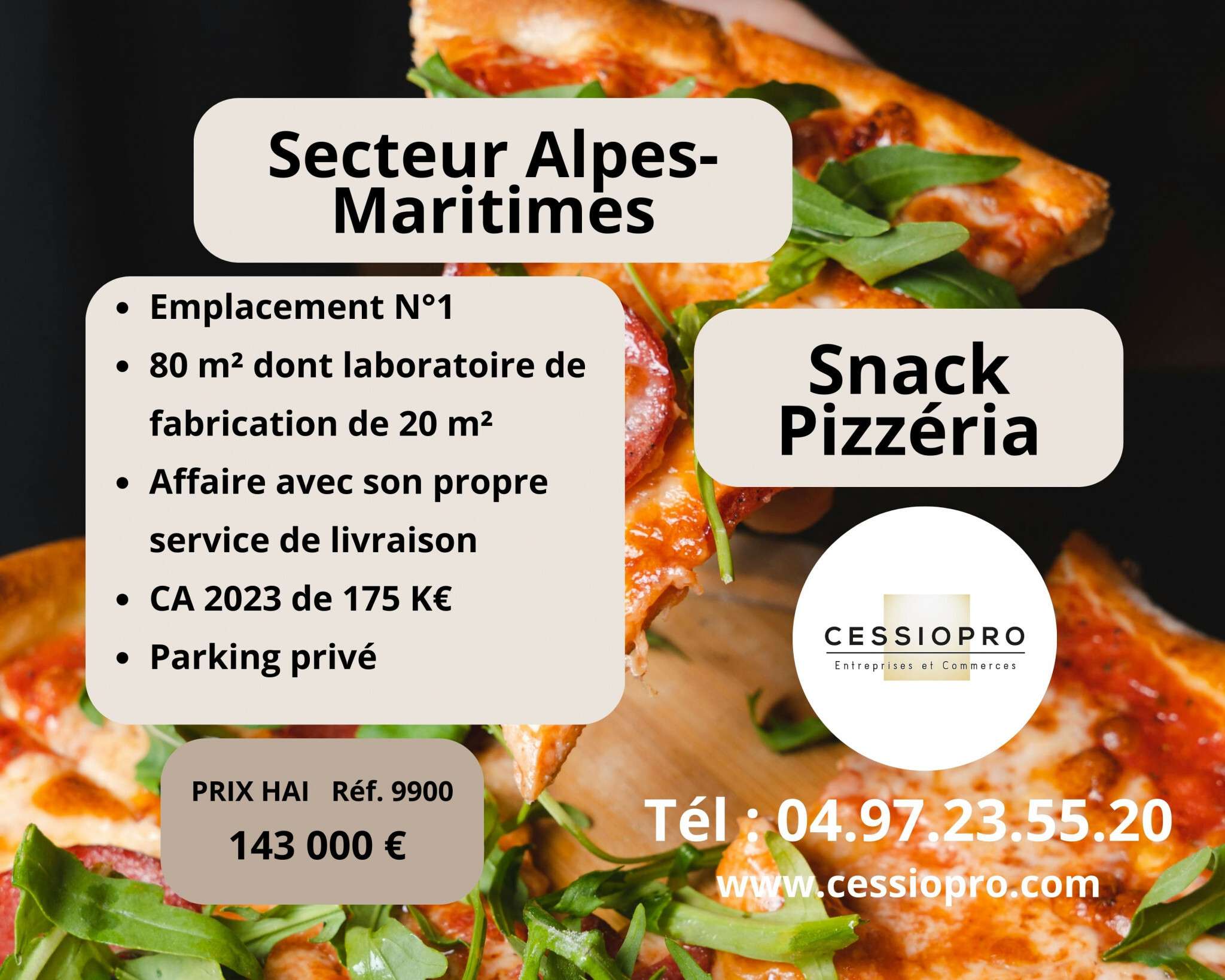 Cède snack pizzeria service de livraison dept 06
