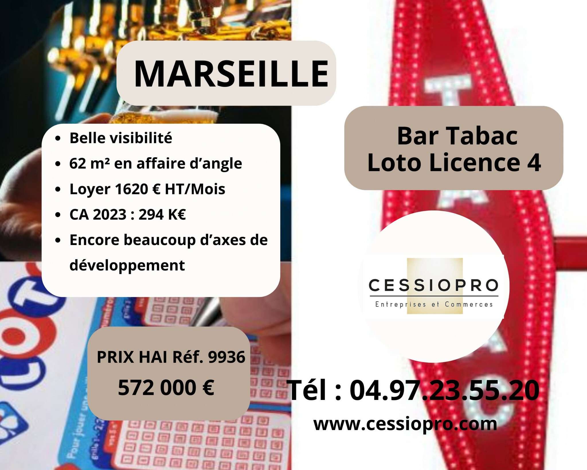 Vente bar tabac loto licence 4 rénové à Marseille