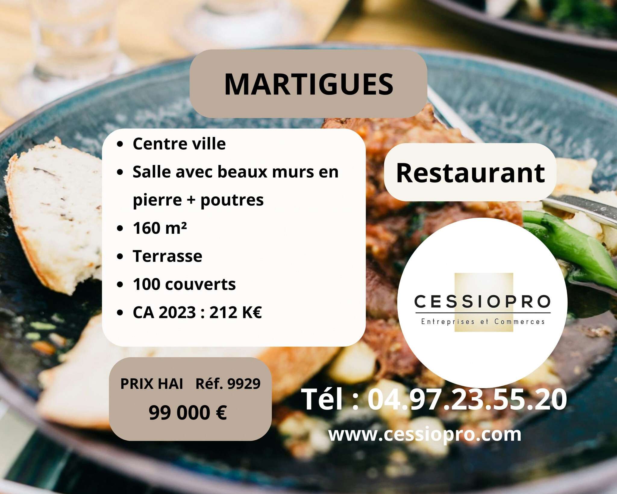 AV restaurant 100 couverts Martigues centre ville