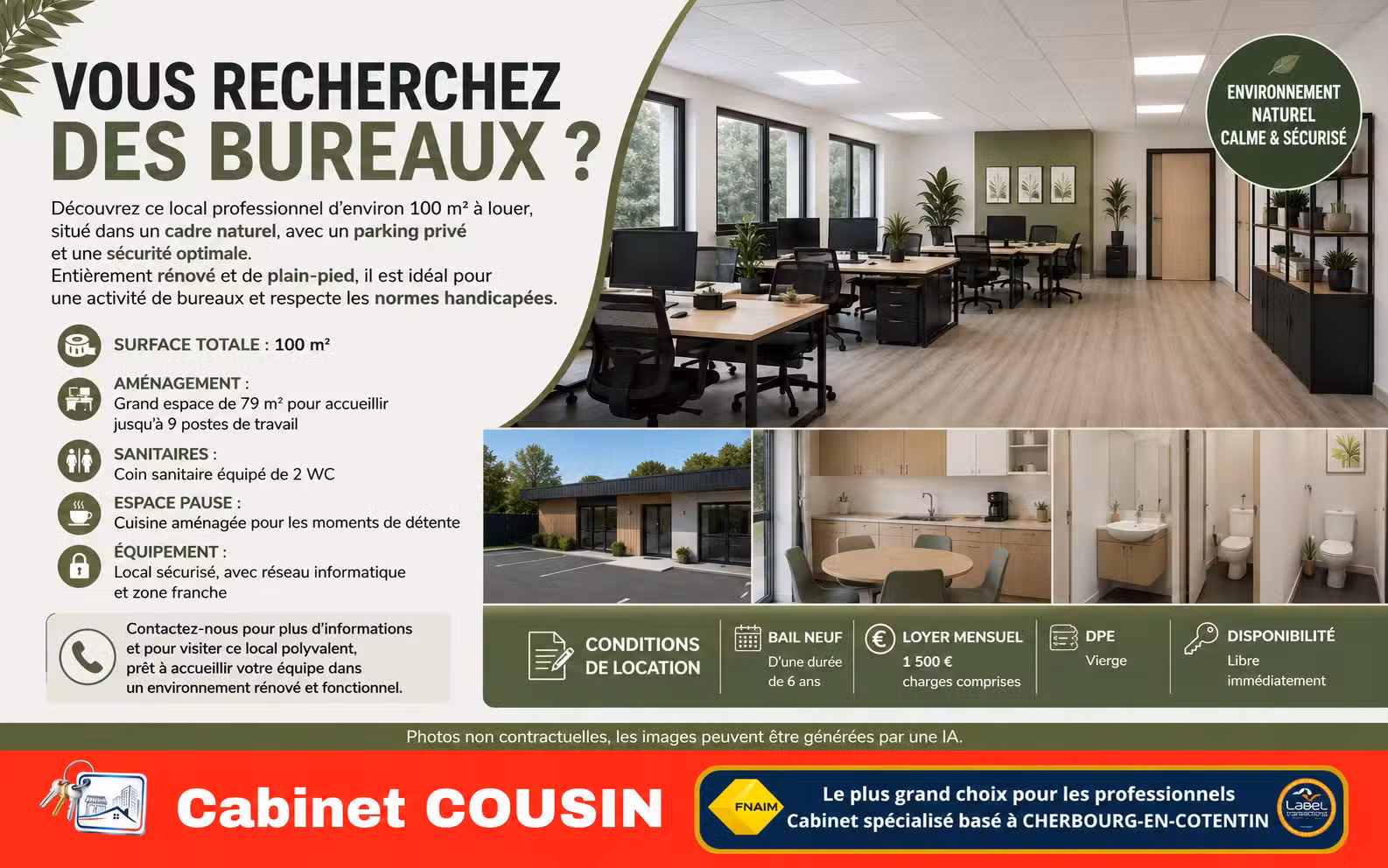 A louer bureaux de 100m² à Cherbourg-en-Cotentin