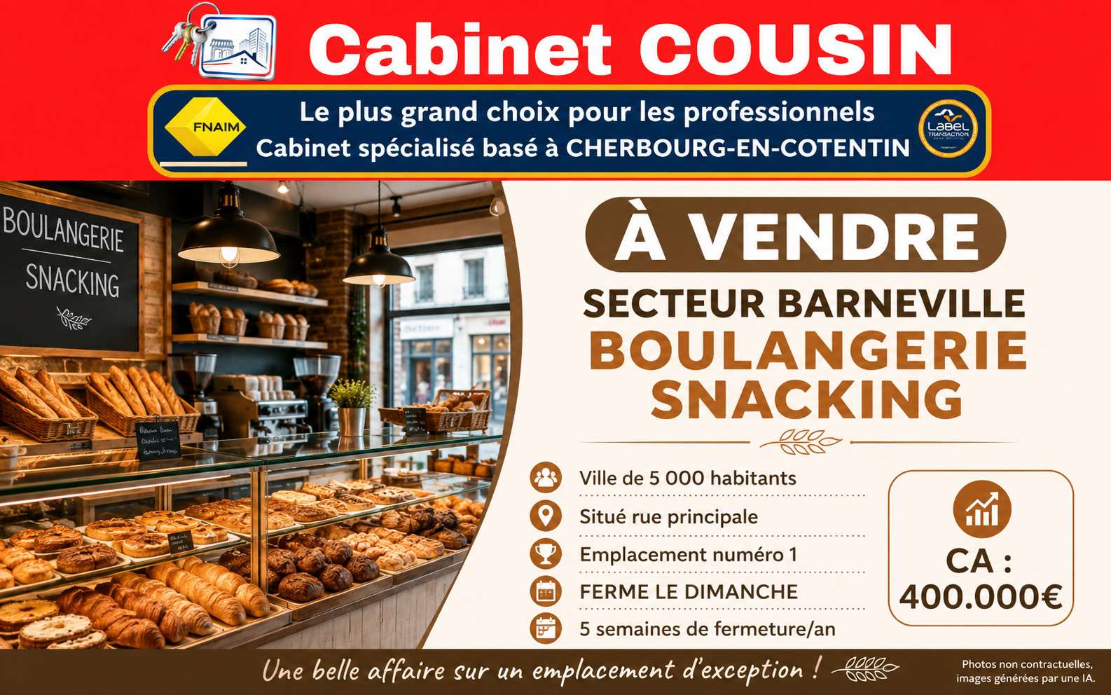 Vente boulangerie pâtisserie secteur Barneville