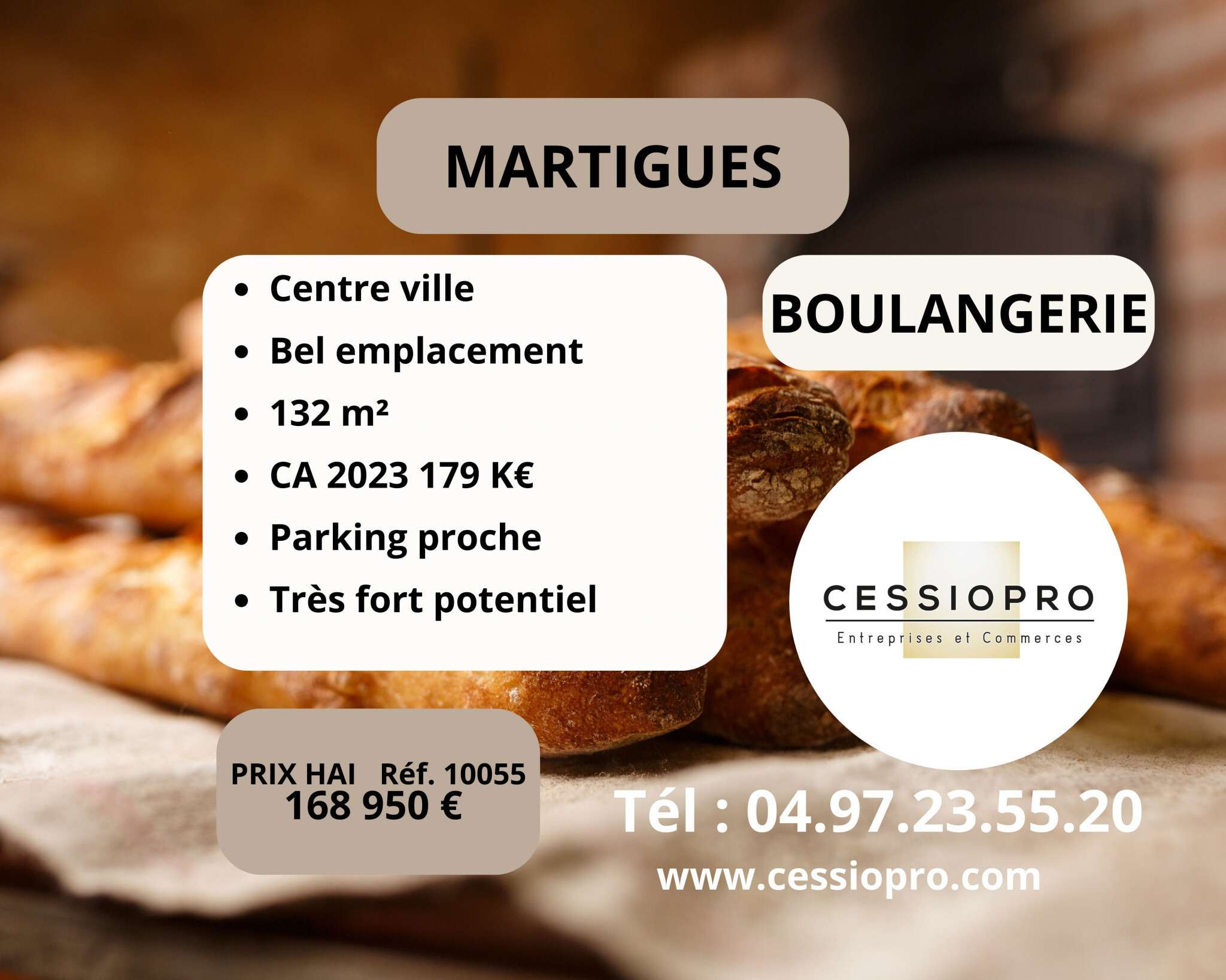 Vente boulangerie en centre-ville de Martigues