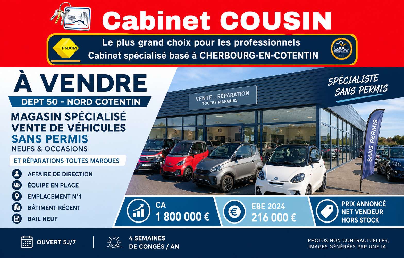 Vente magasin véhicules sans permis à Martinvast