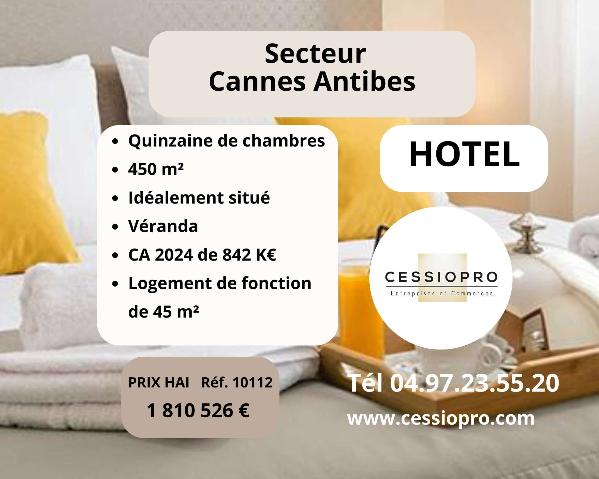 Hôtel *** en centre ville secteur Cannes Antibes
