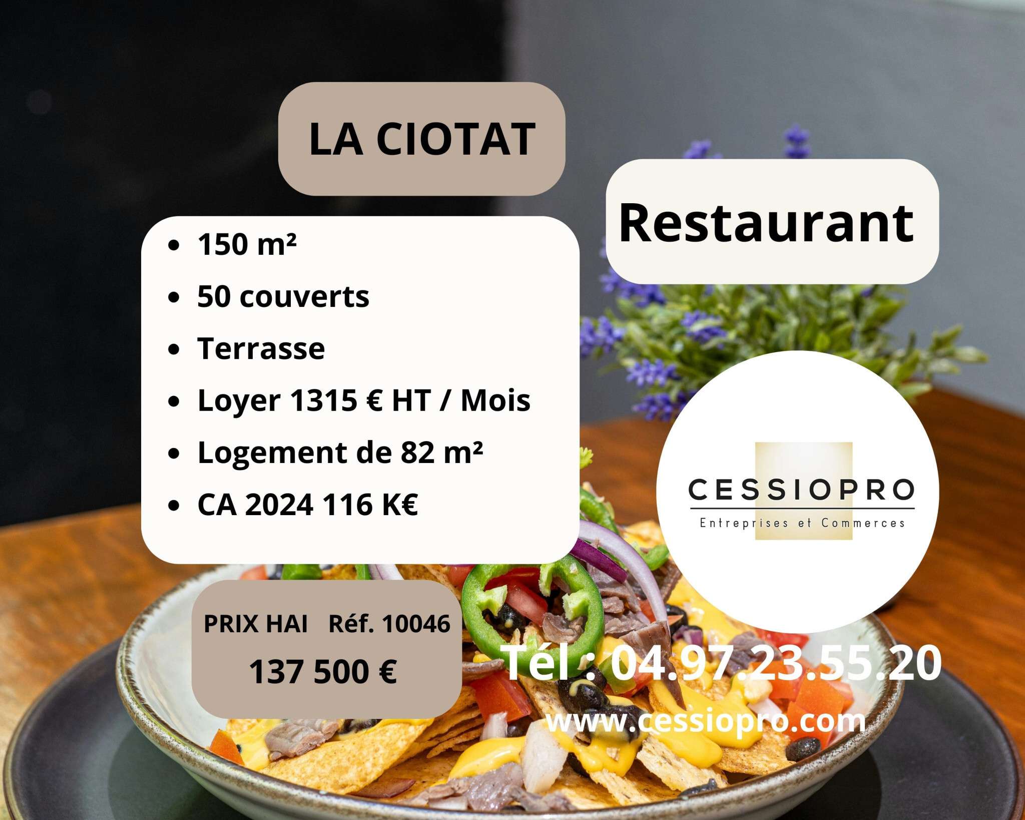 Vente restaurant et appartement à la Ciotat
