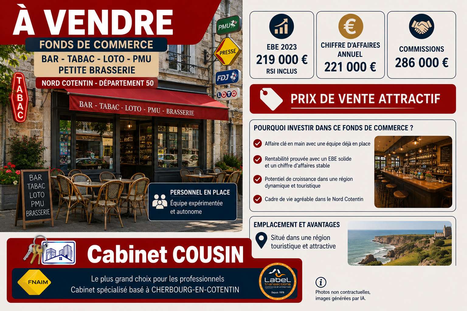 Vente bar brasserie tabac à Cherbourg en Cotentin