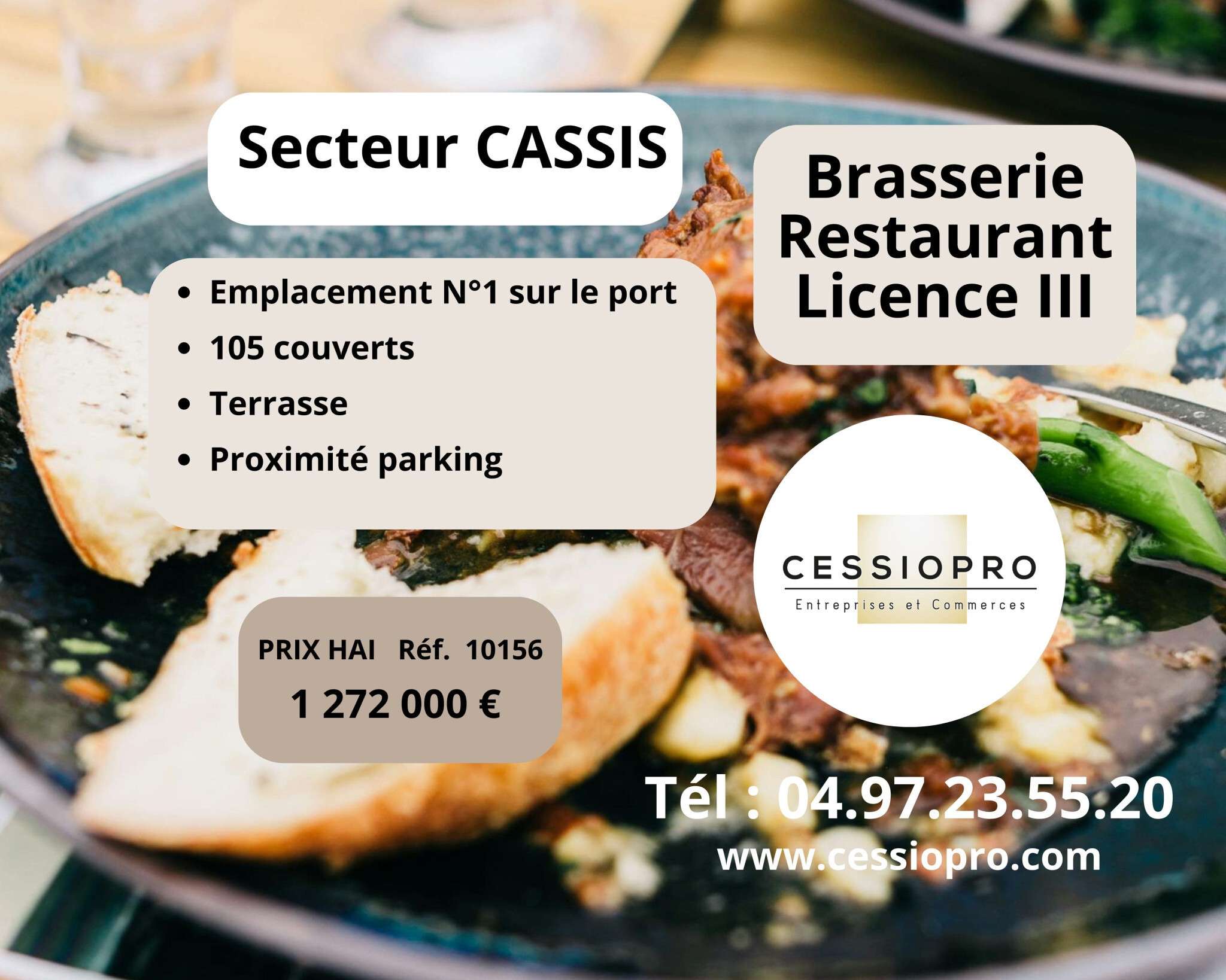 Vente brasserie restaurant lic 3 empl N°1 à Cassis