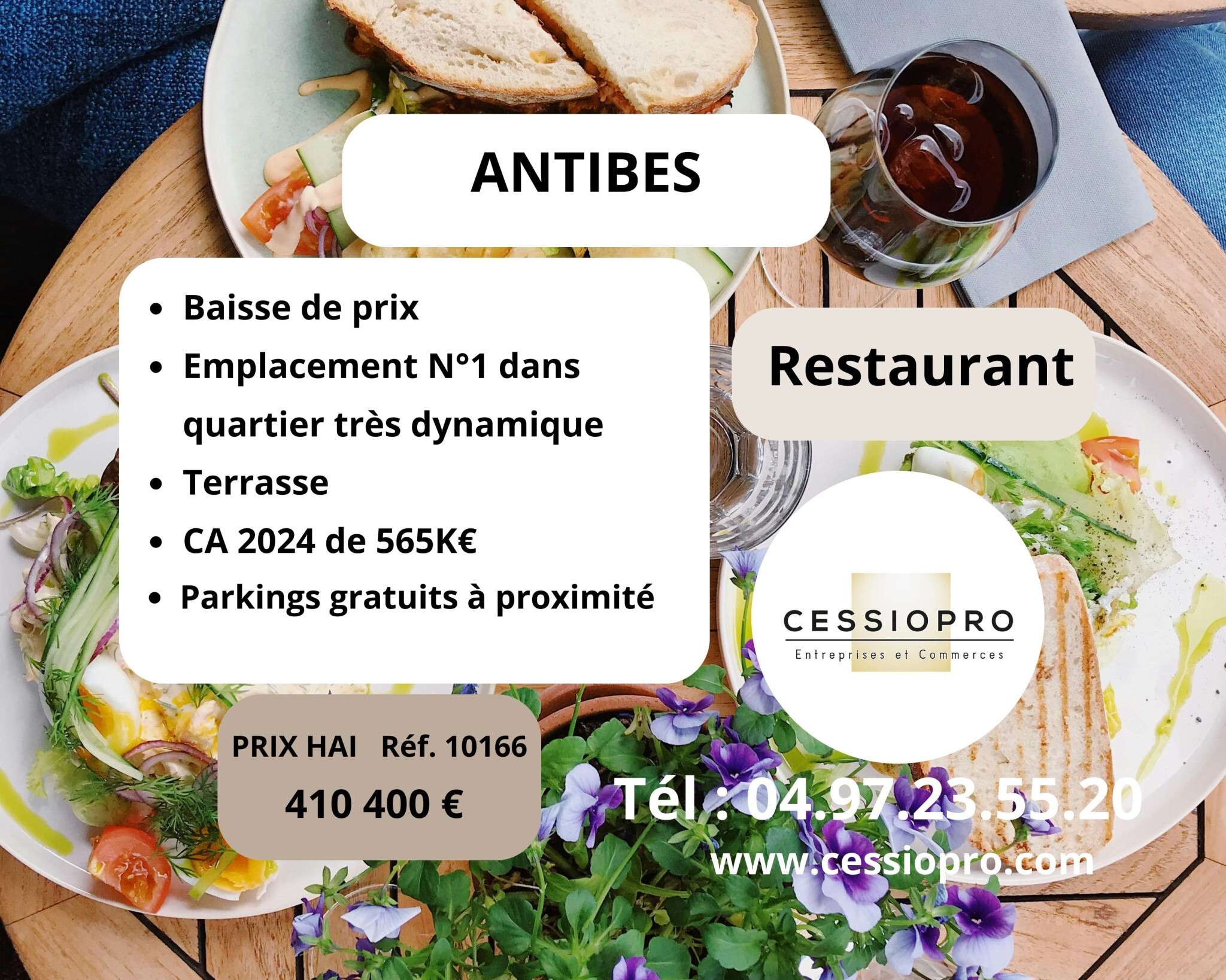 A vendre restaurant à Antibes emplacement n°1