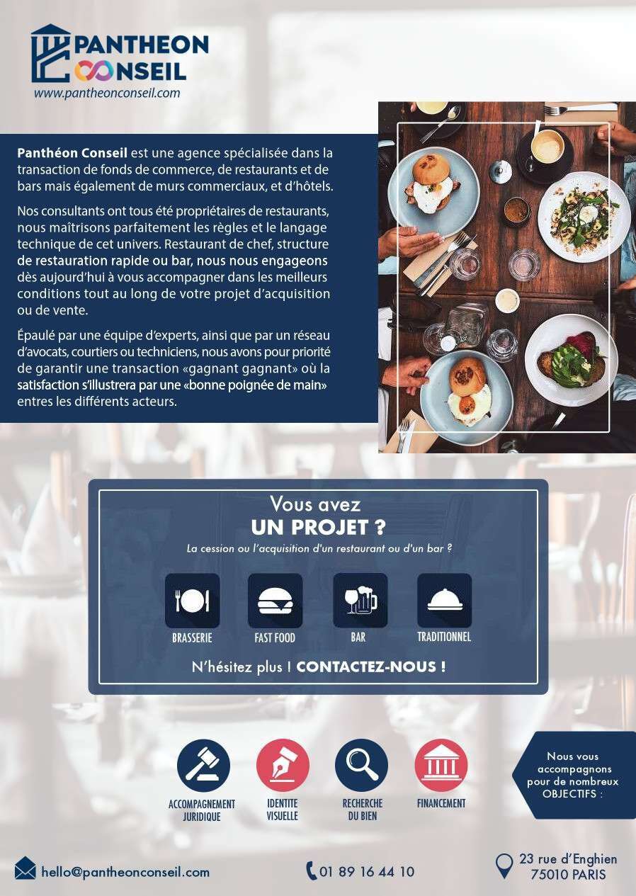 Fonds de restaurant lic 3 à vendre à Paris 75016