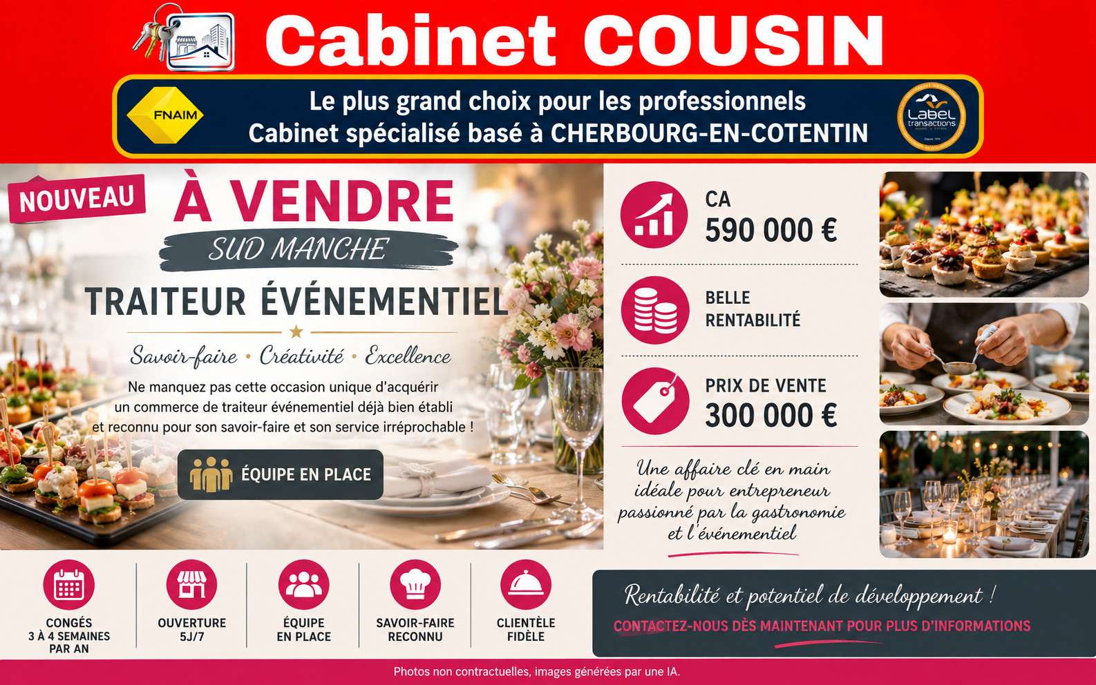 Vente FDC traiteur événementiel à Avranches