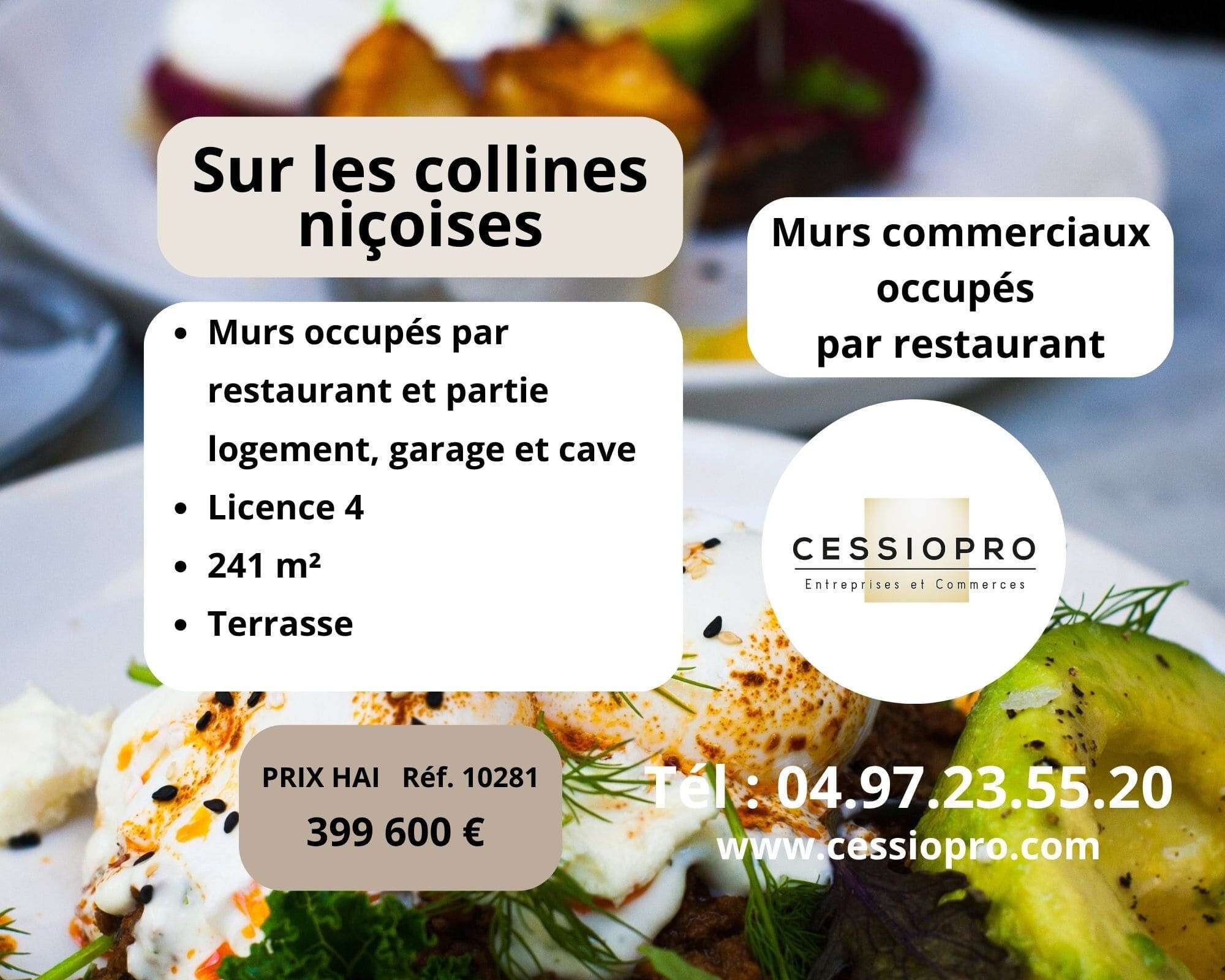 AV murs occupés par un restaurant Collines Niçoise