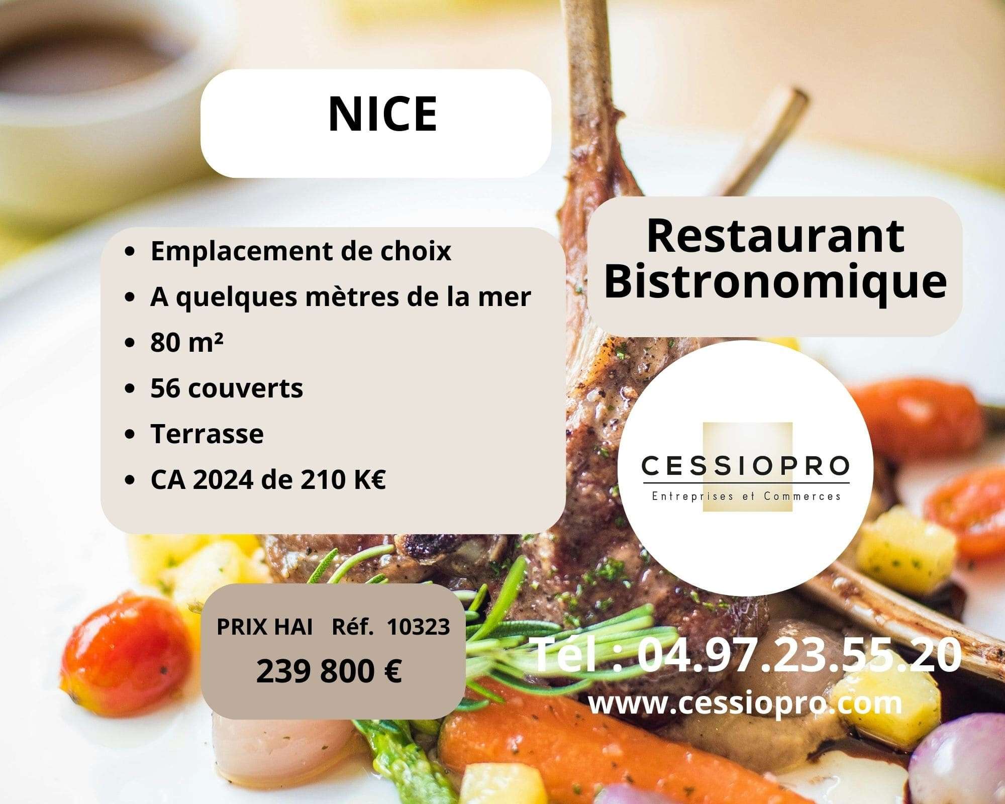 Vente restaurant bistronomique de charme à Nice