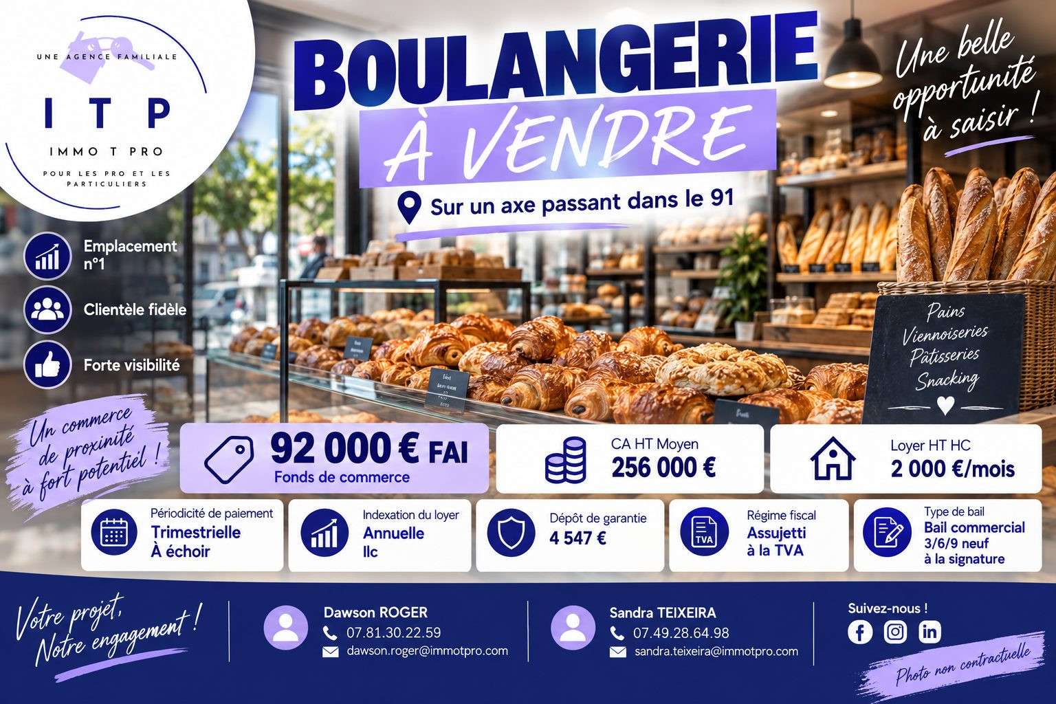 Vente point chaud sandwicherie en ville Essonne