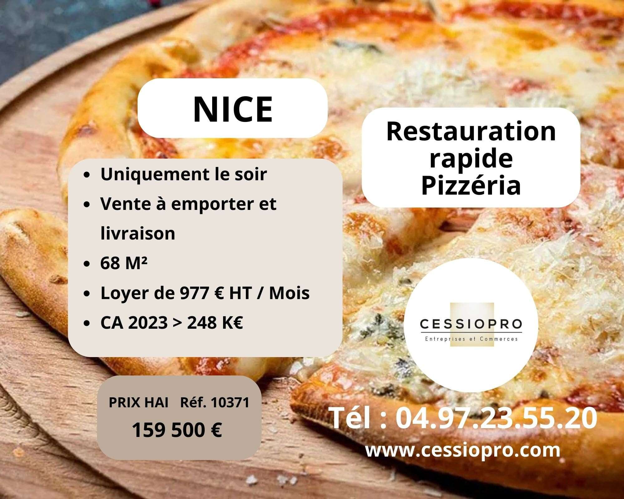 Vente restauration rapide pizzeria du soir à Nice