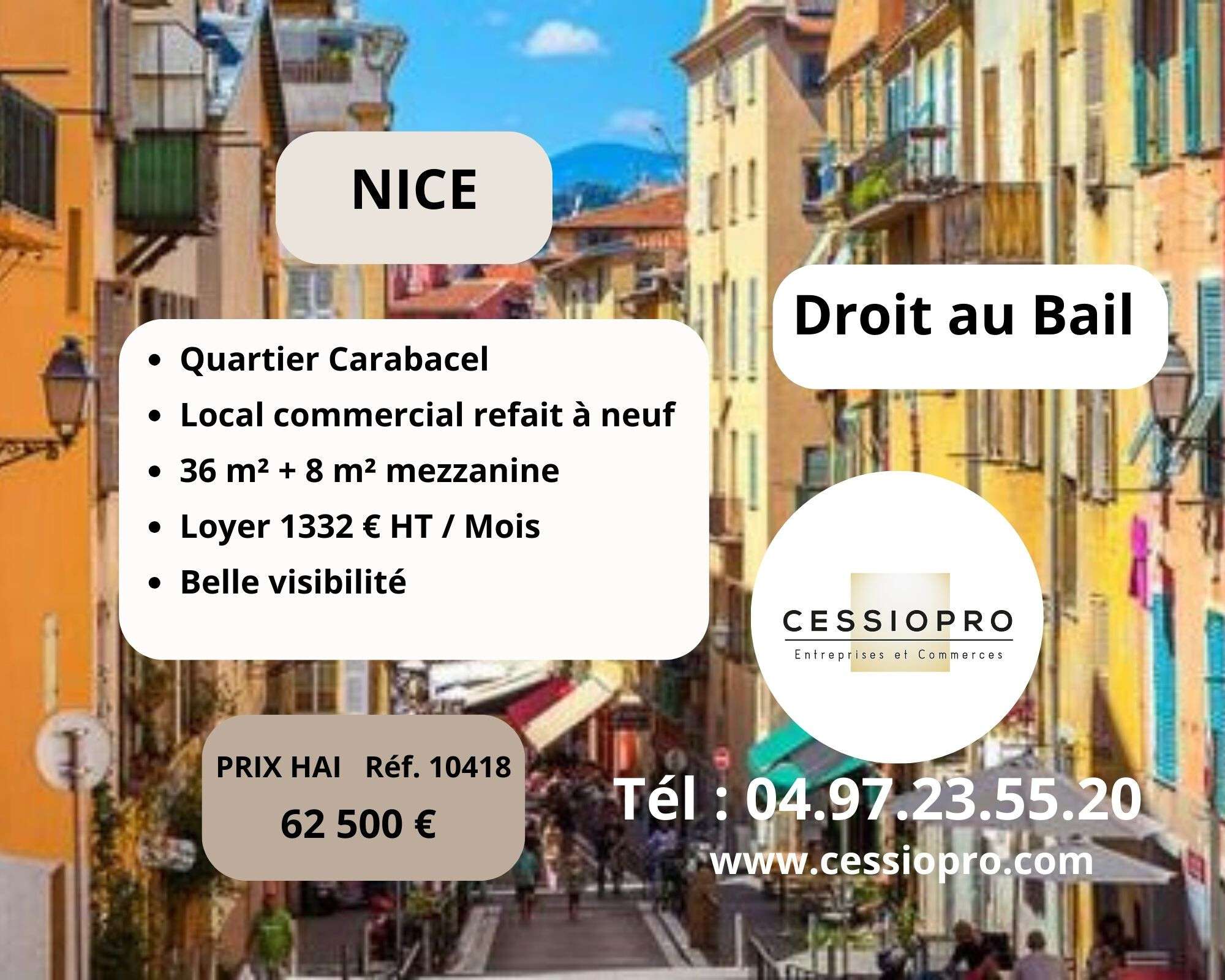 DAB local 44m² refait à neuf à Nice Carabacel