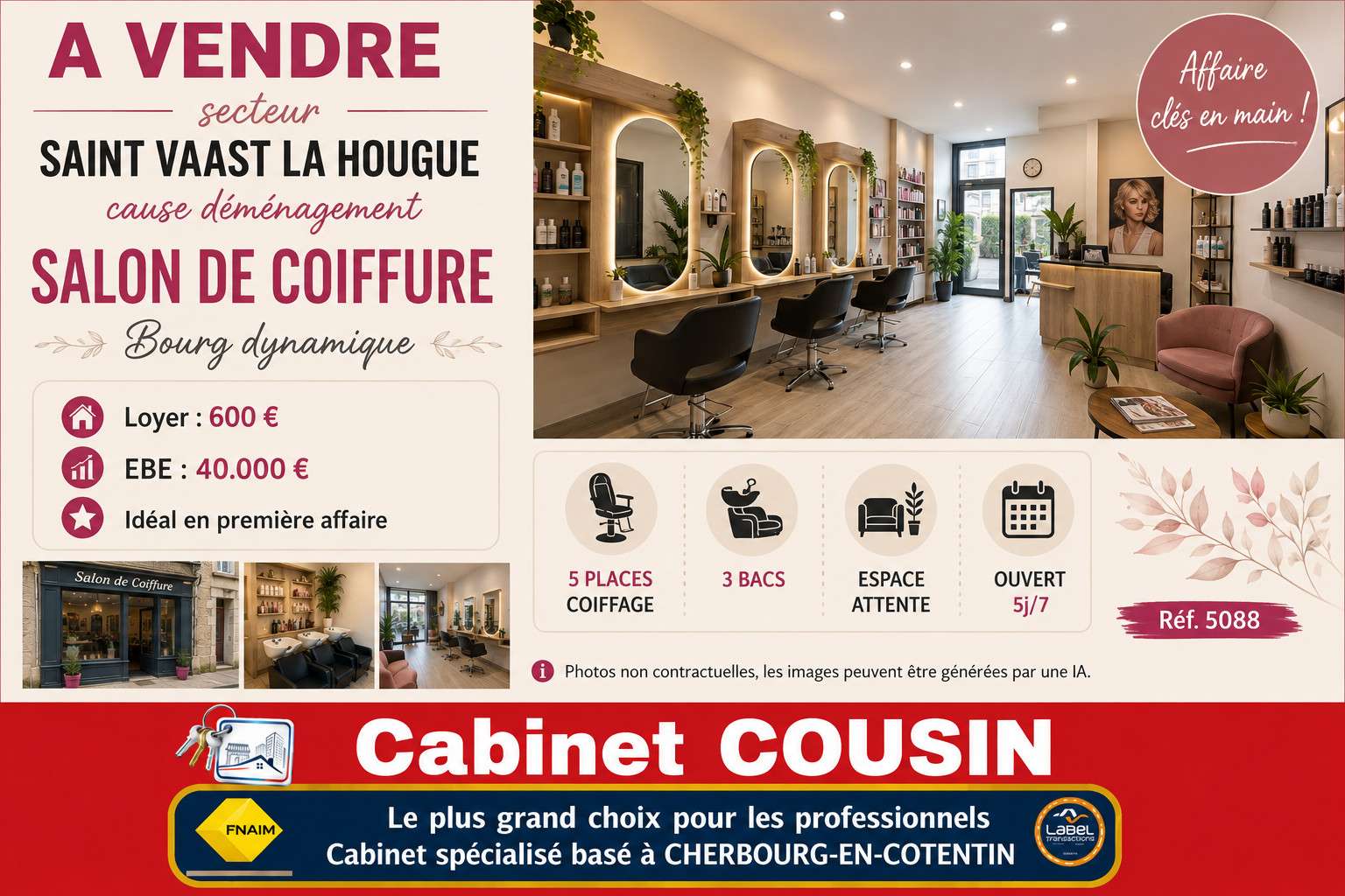 Vente salon de coiffure sur Saint Vaast La Hougue