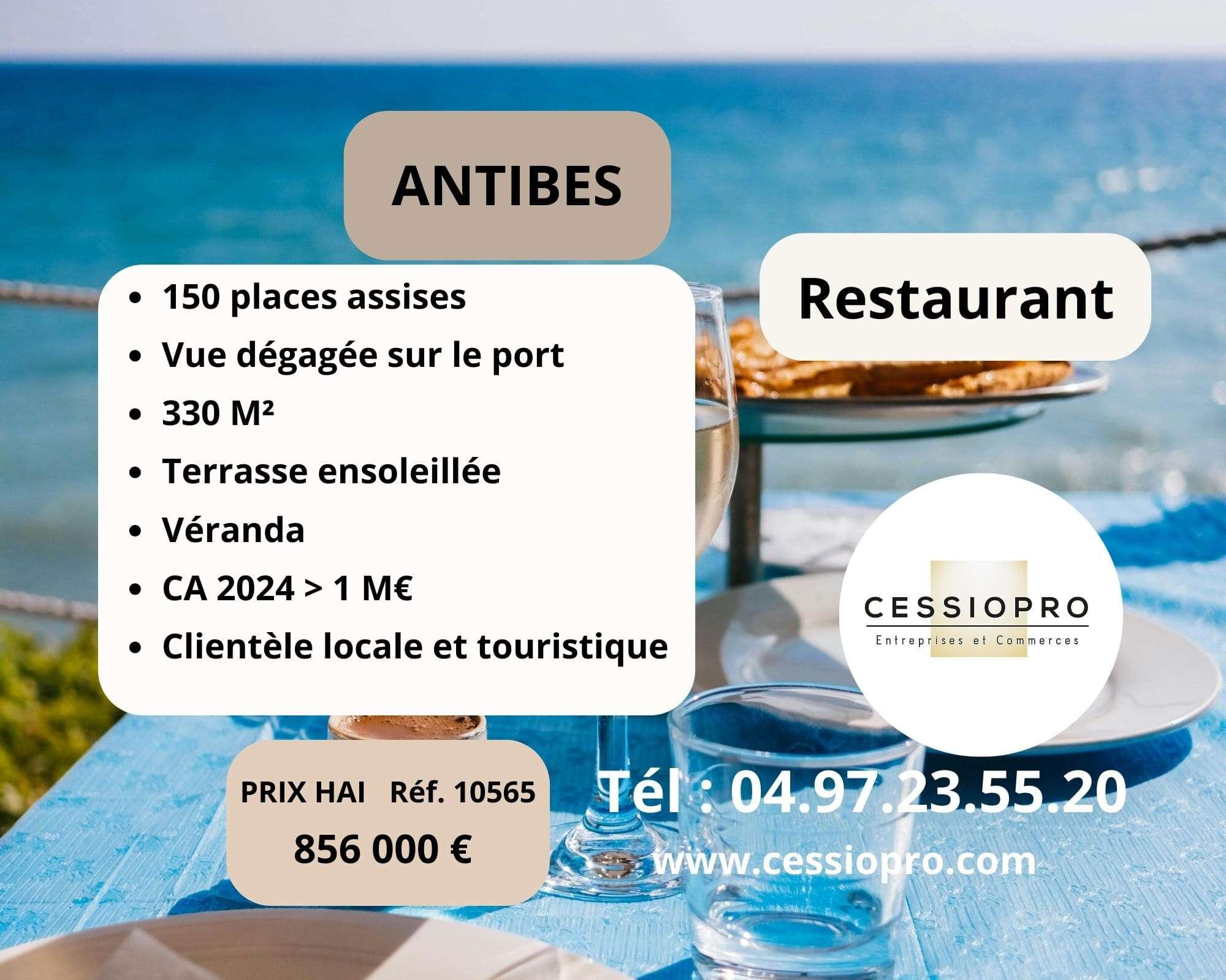 AV restaurant grande capacité d'accueil à Antibes