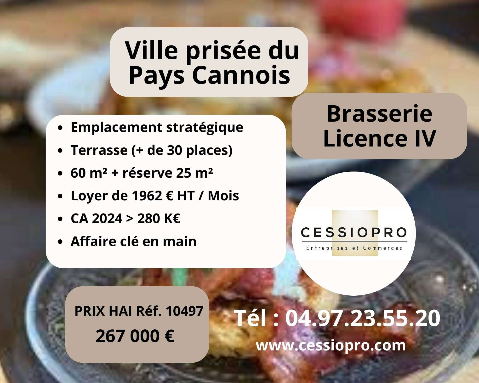 AV brasserie licence IV terrasse dans Pays Cannois