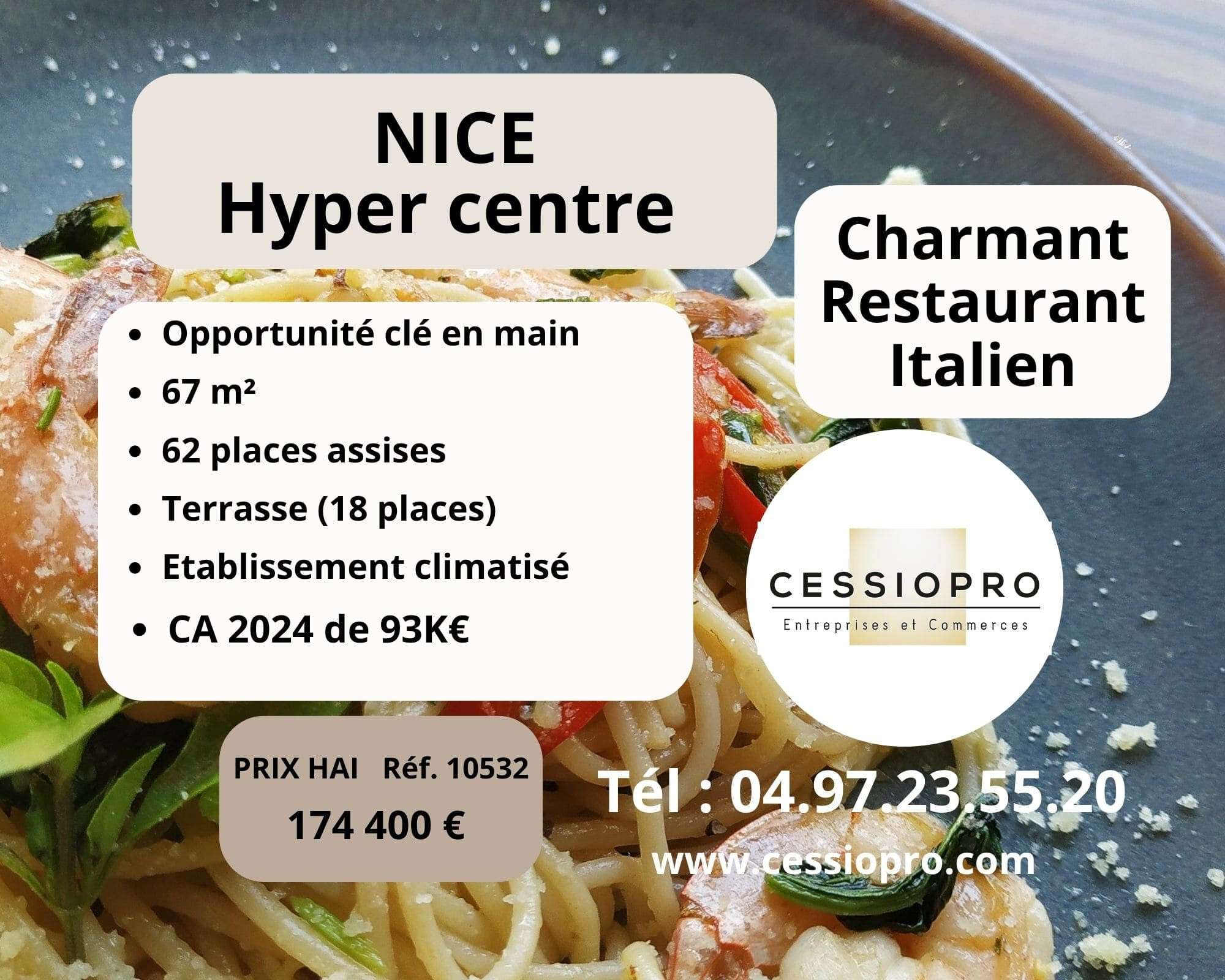 Restaurant italien clé en main hyper centre Nice