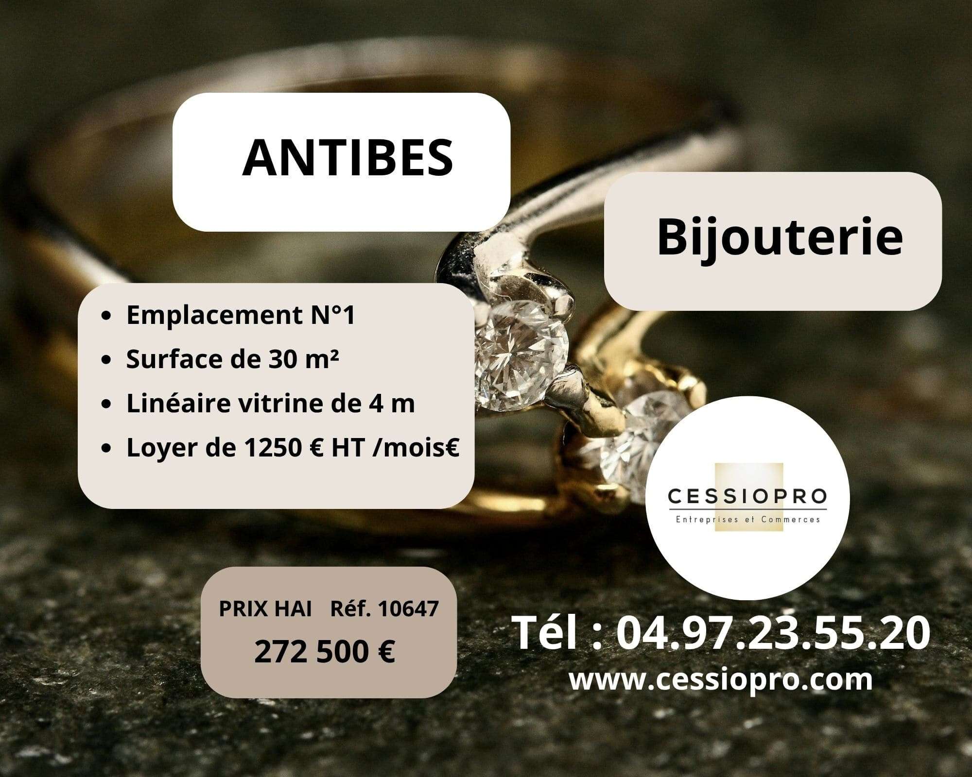 Vente bijouterie emplacement N°1 à Antibes centre