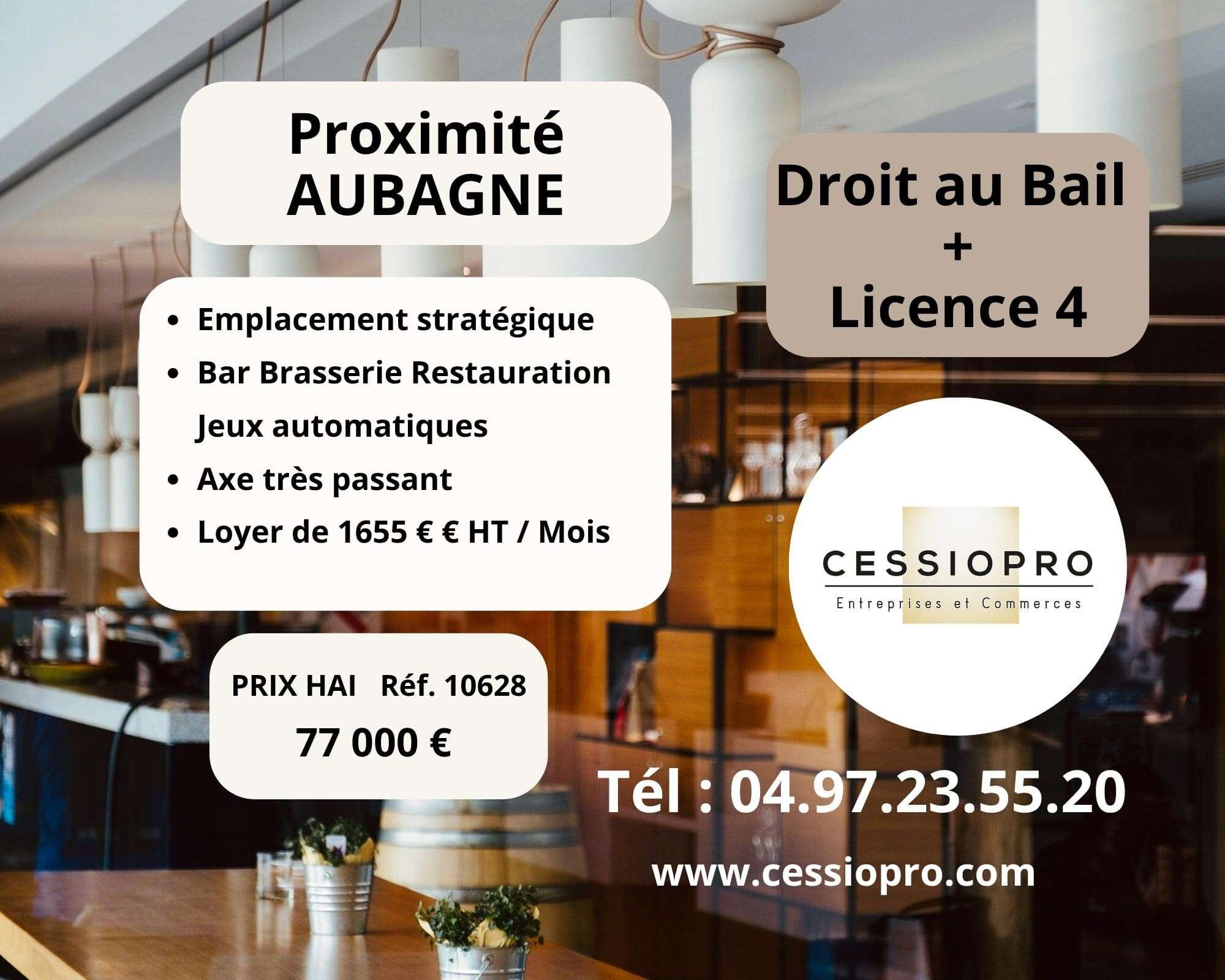 Cède droit au bail de 200m² + lic IV prox Aubagne