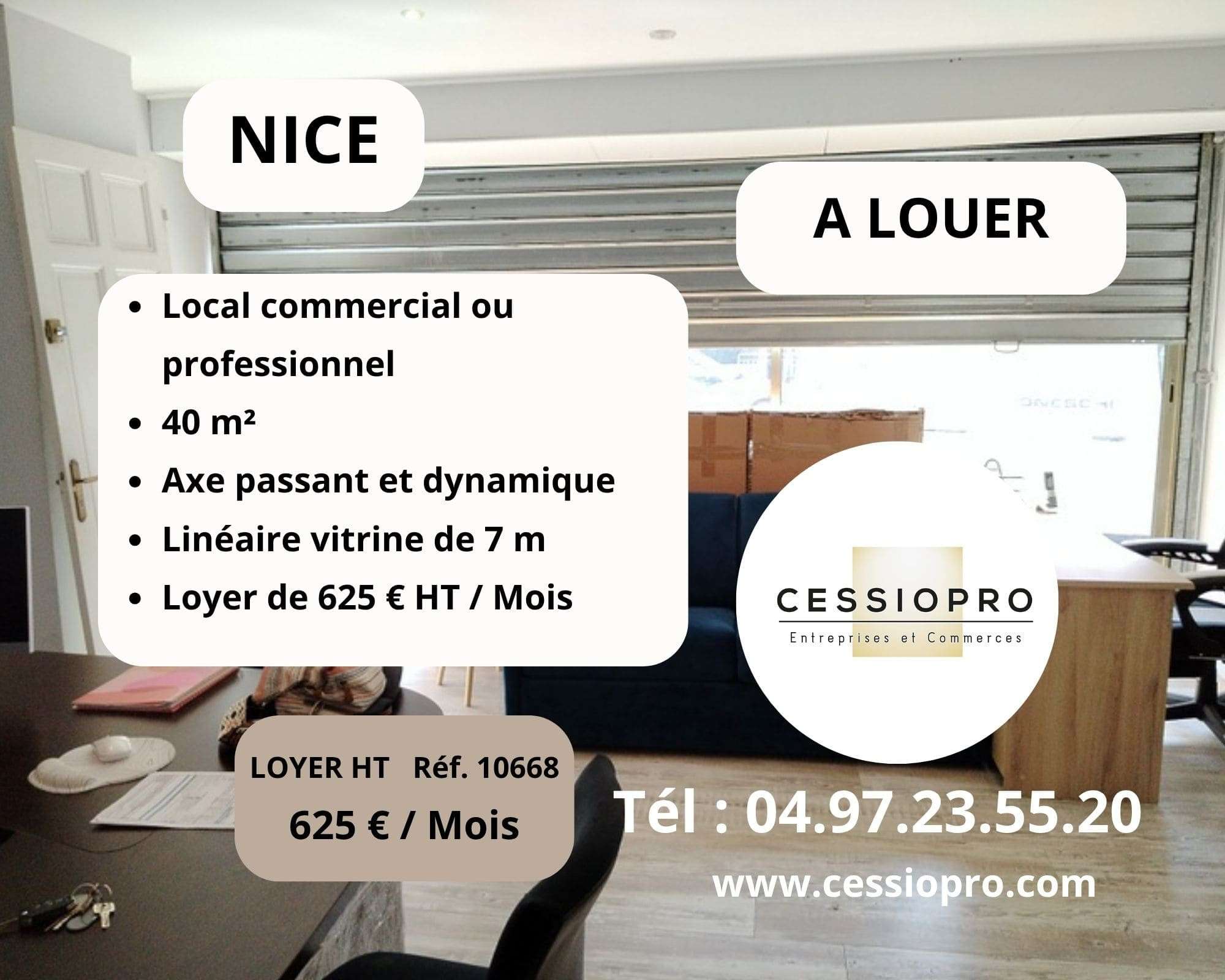 A louer local commercial 40m² à Nice Madeleine