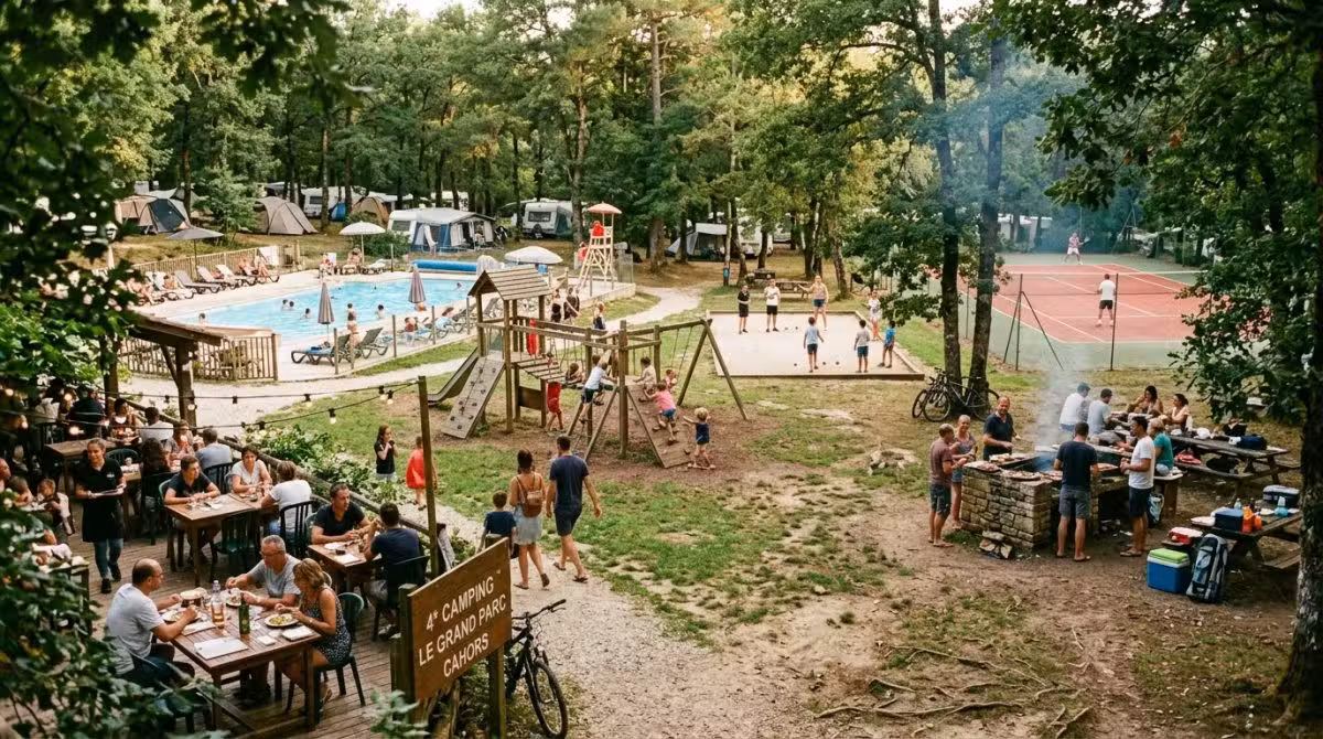 Vente camping 4 **** en parc arboré dans le Lot