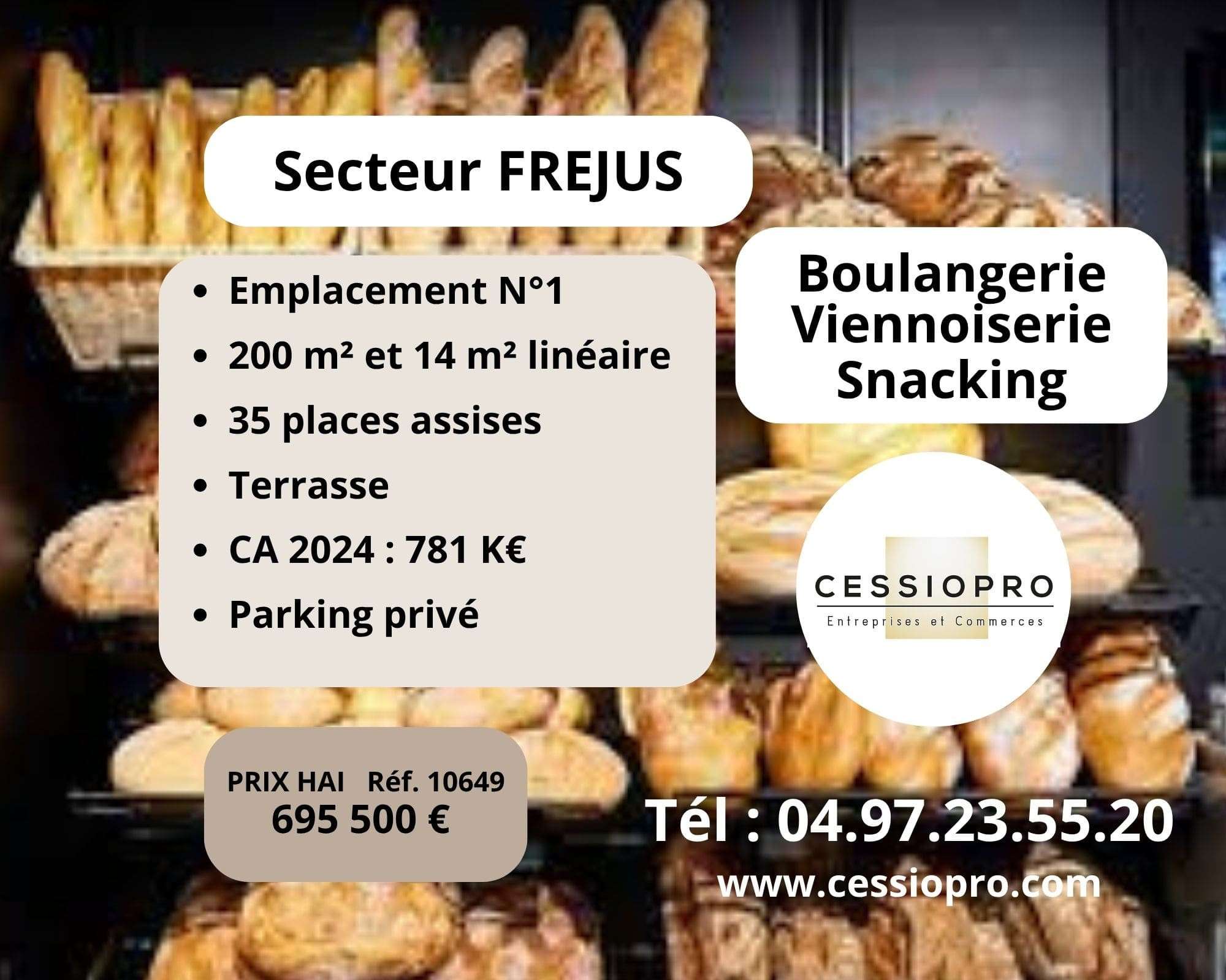 Vente boulangerie viennoiserie snacking à Fréjus