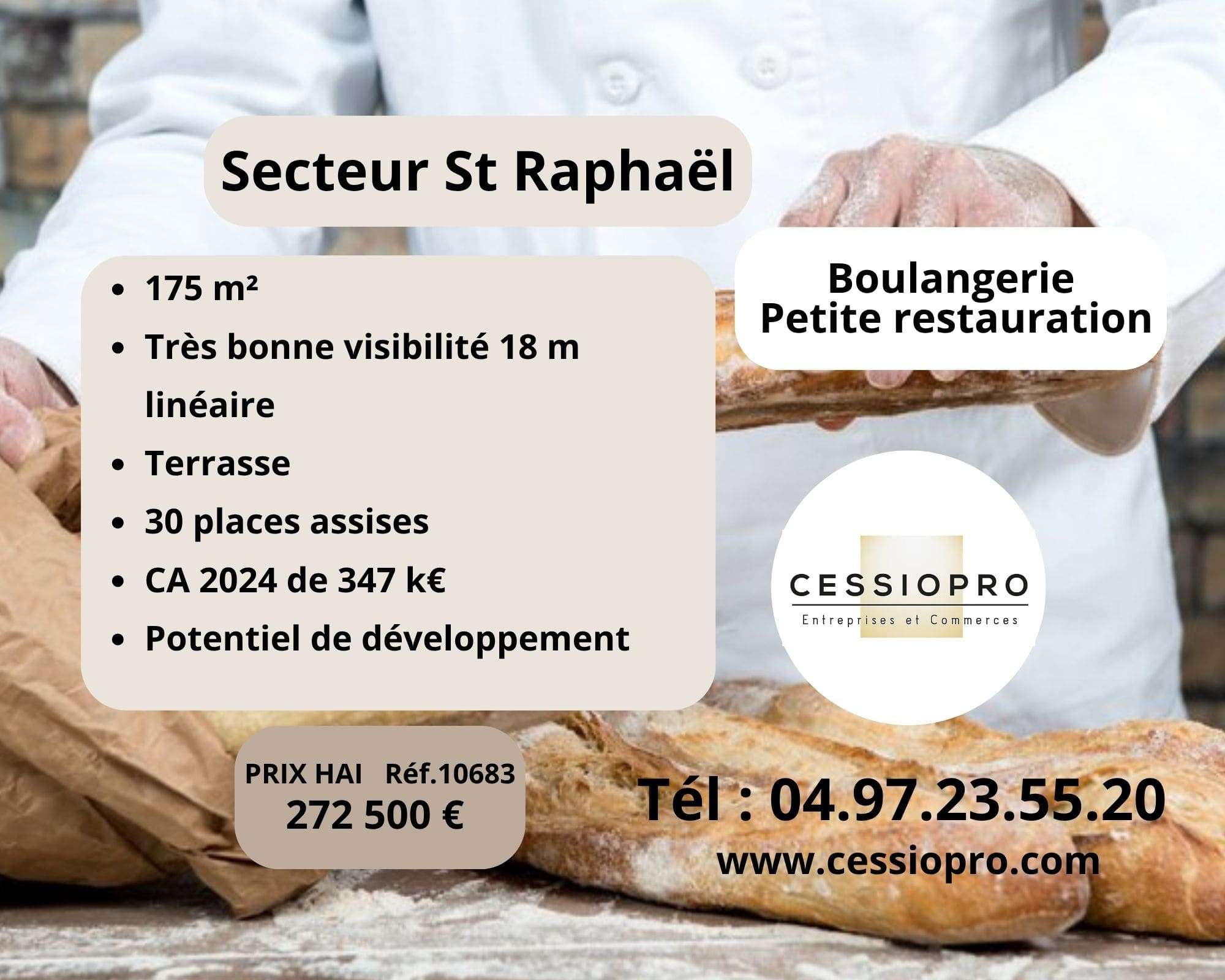 Vente boulangerie petite restauration à St Raphaël