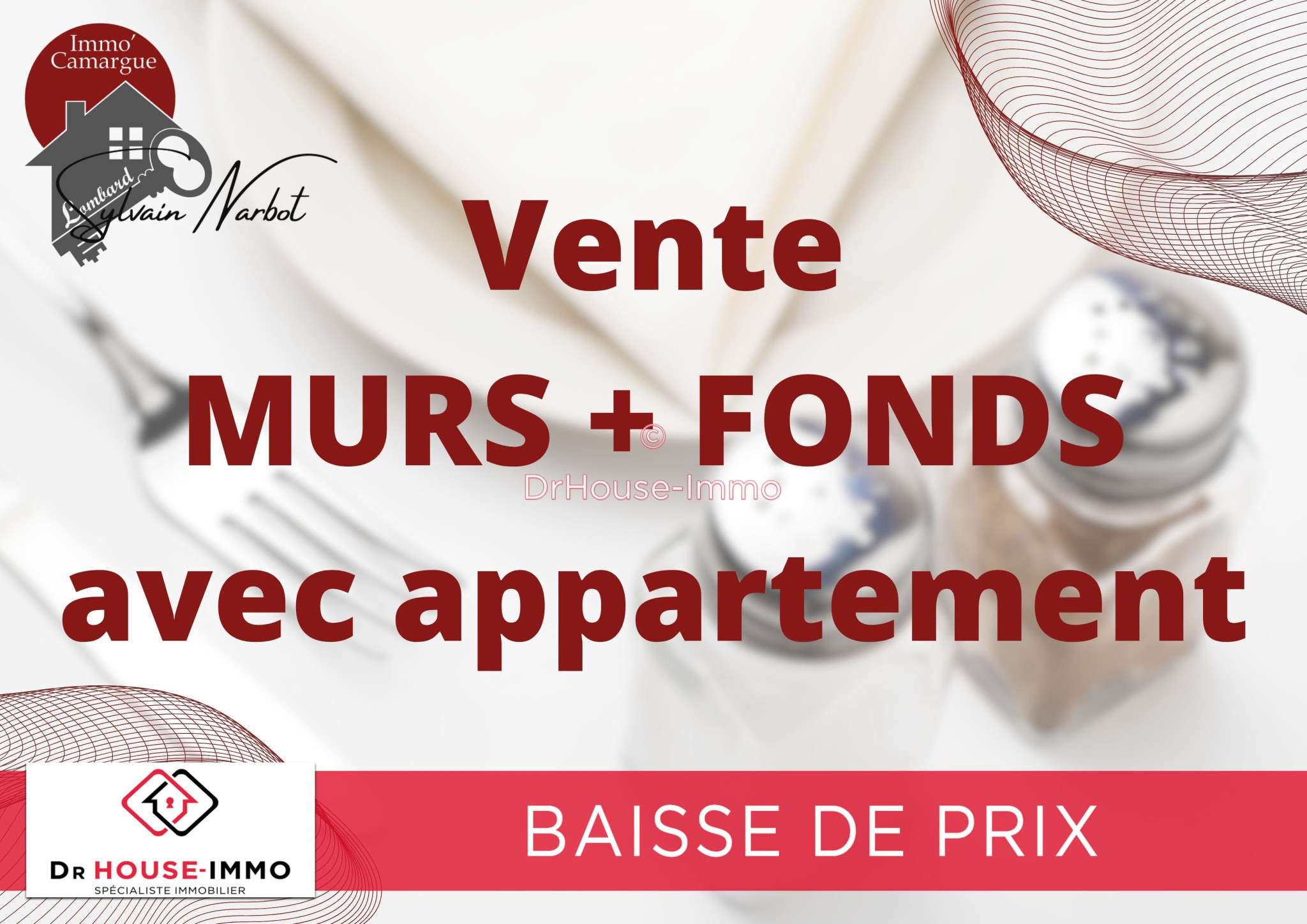 Vente murs FDC restaurant + appart au Grau du Roi