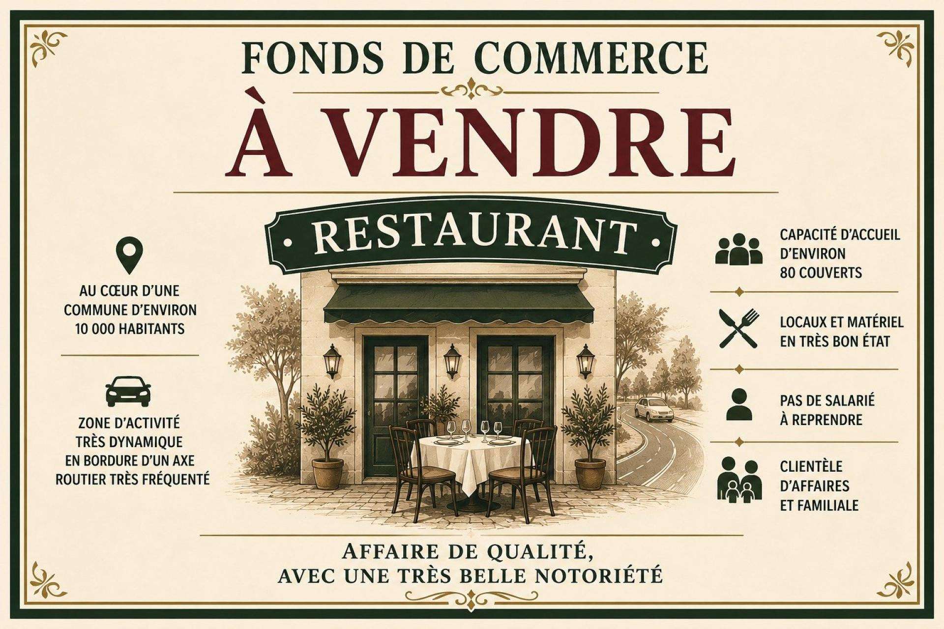 Vente restaurant 80 couverts à La Roche-sur-Yon