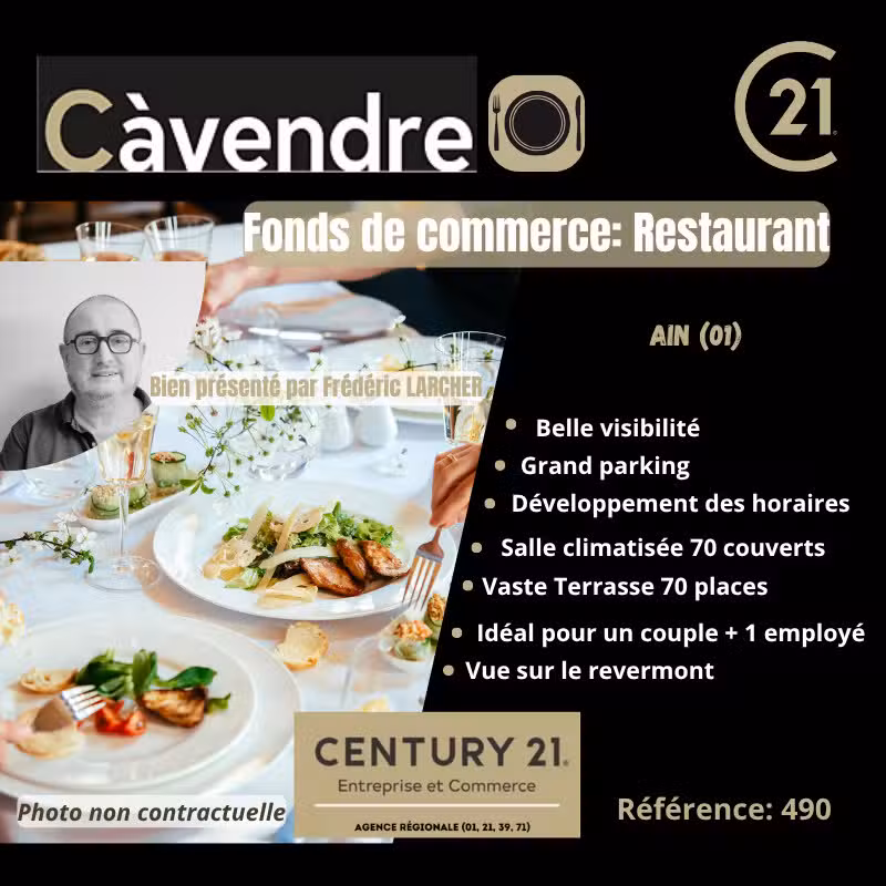 Vente restaurant sur axe routier dans l'Ain